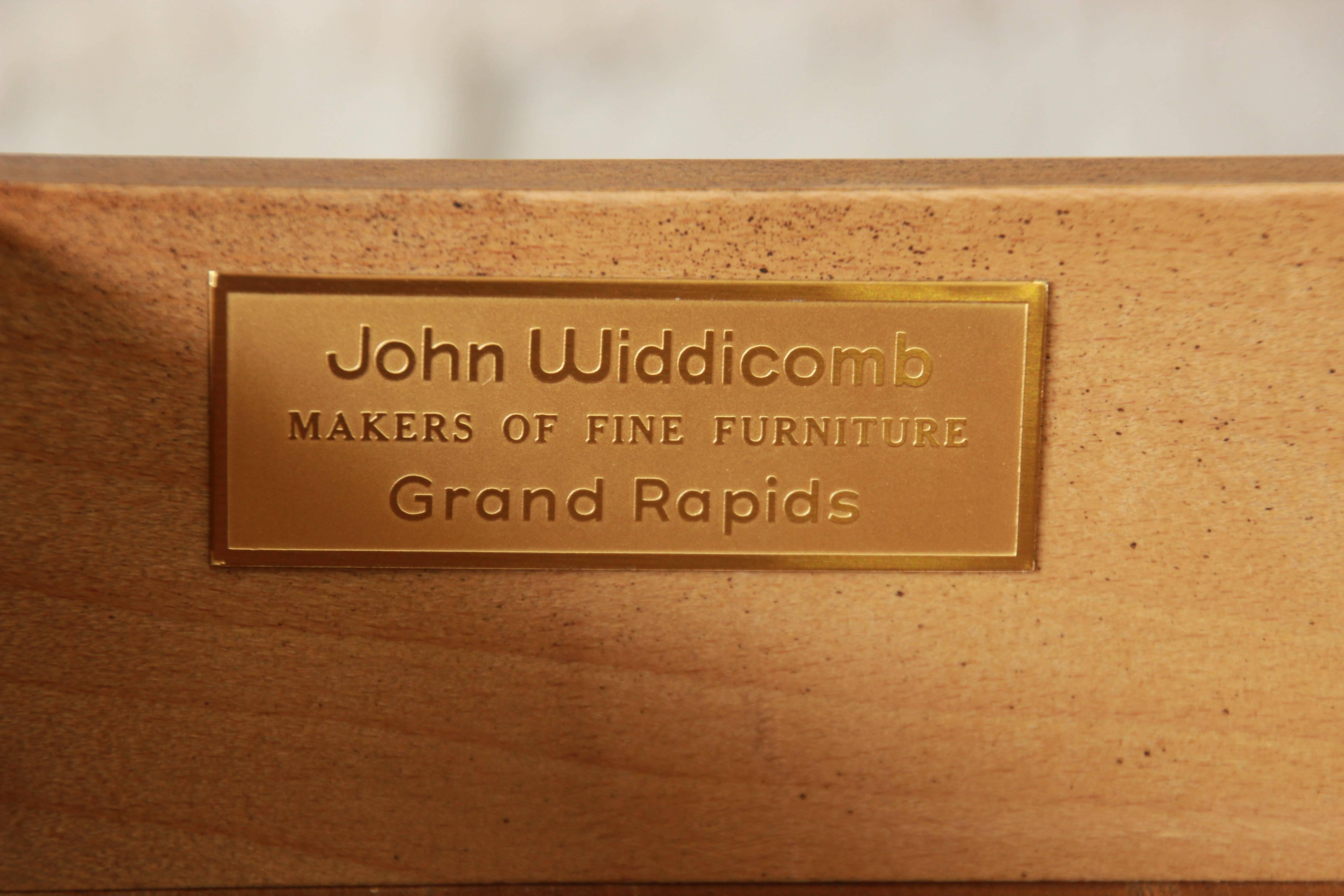 John Widdicomb Burled Mahogany Leather Top Executive Desk 1