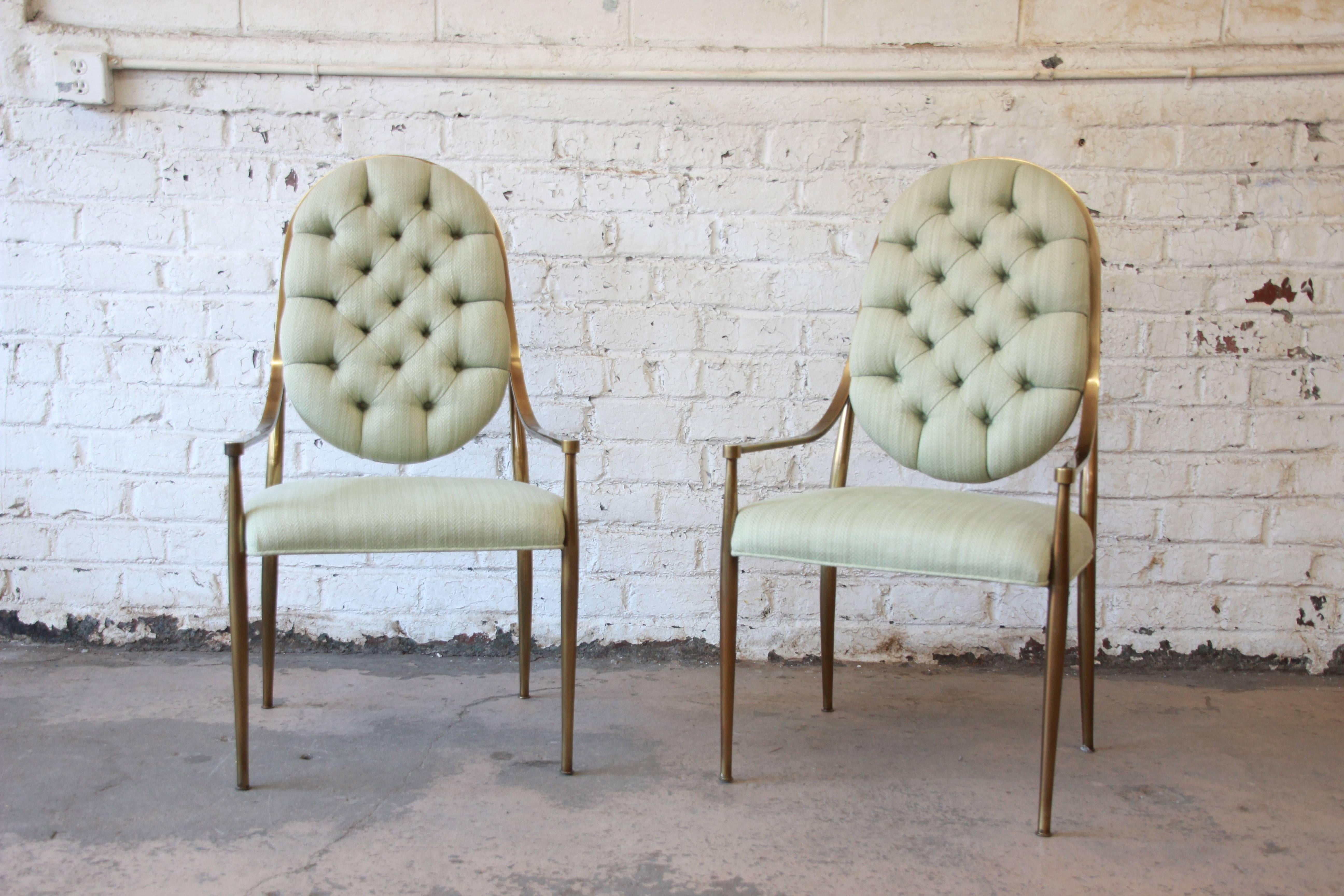 Mastercraft Brass Regency Dining Chairs, Set of Six, circa 1970s In Good Condition In South Bend, IN
