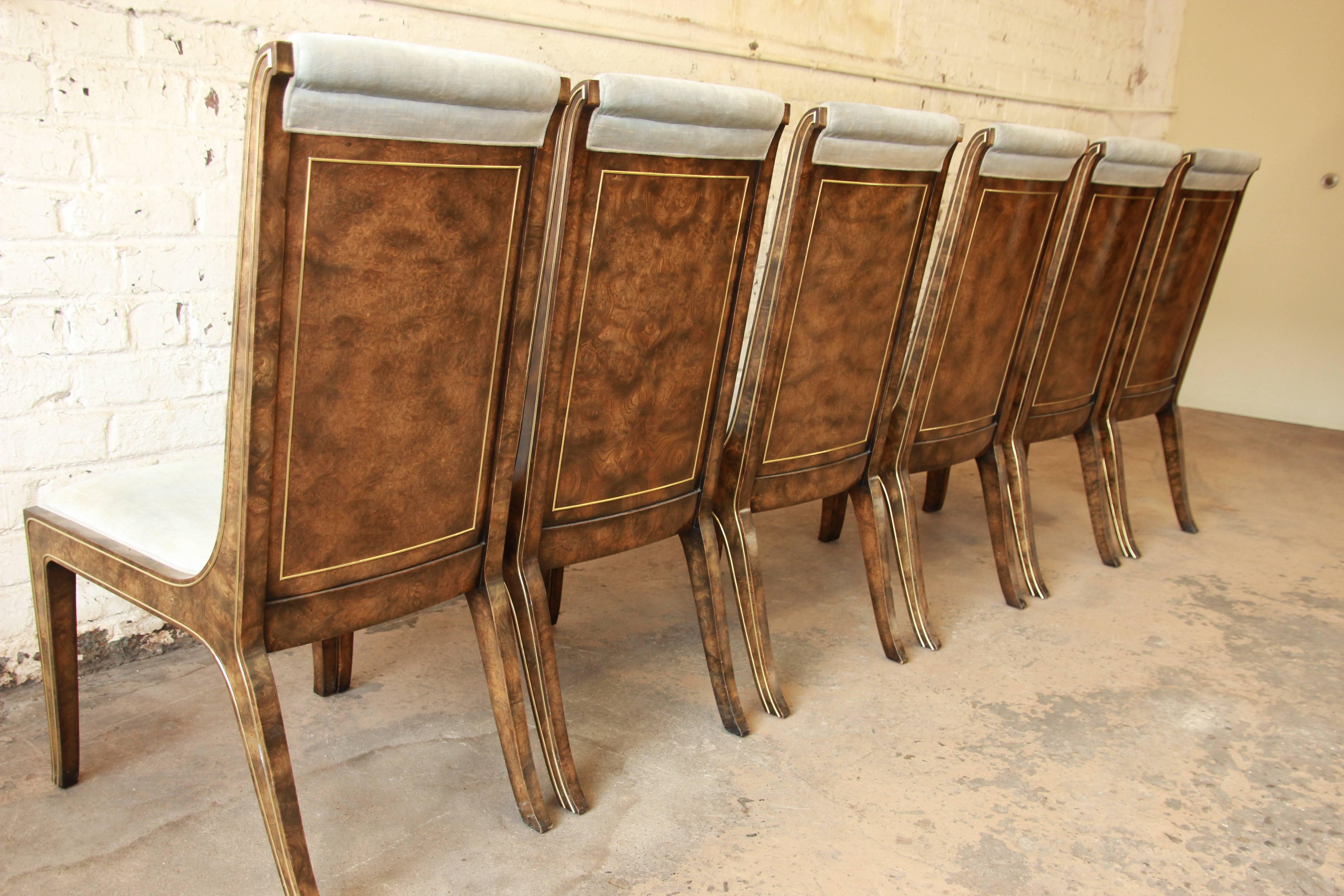 burl wood dining chairs