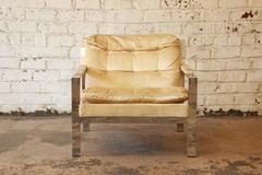 Milo Baughman Style Mid-Century Modern Chrome Club Lounge Chair by Cy Mann