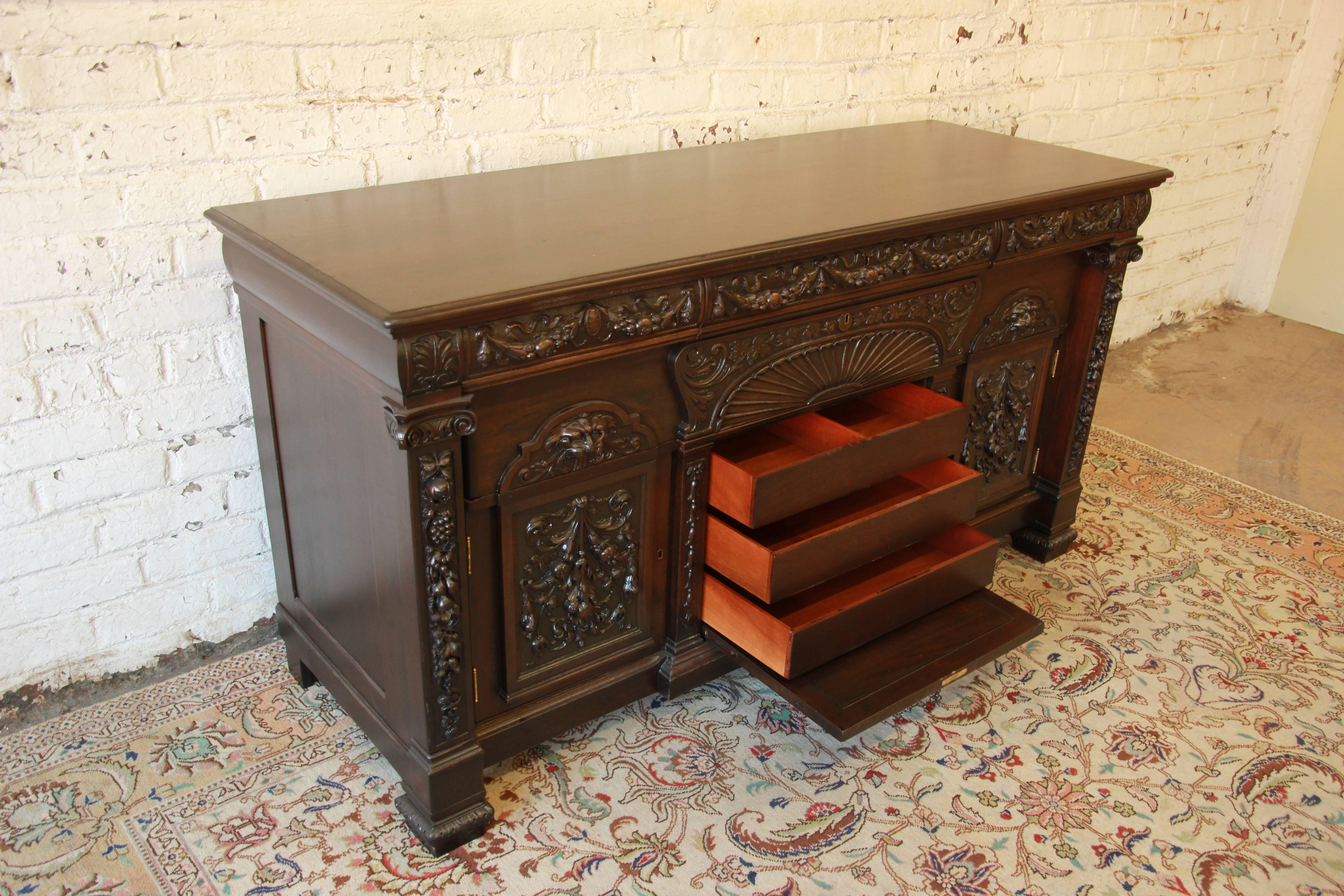 19th Century Ornate Victorian Mahogany Sideboard in the Manner of R.J. Horner 2