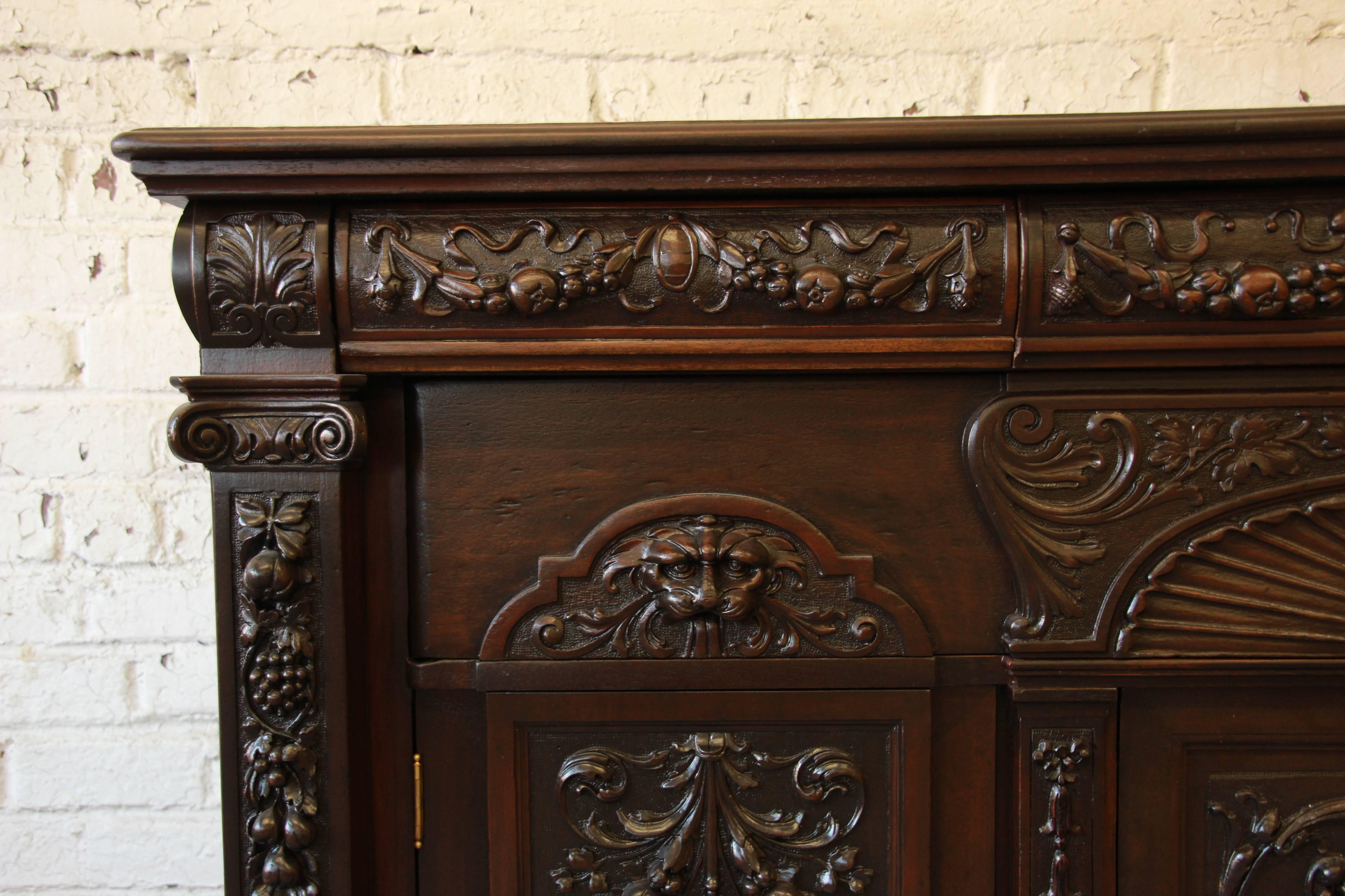 19th Century Ornate Victorian Mahogany Sideboard in the Manner of R.J. Horner 5
