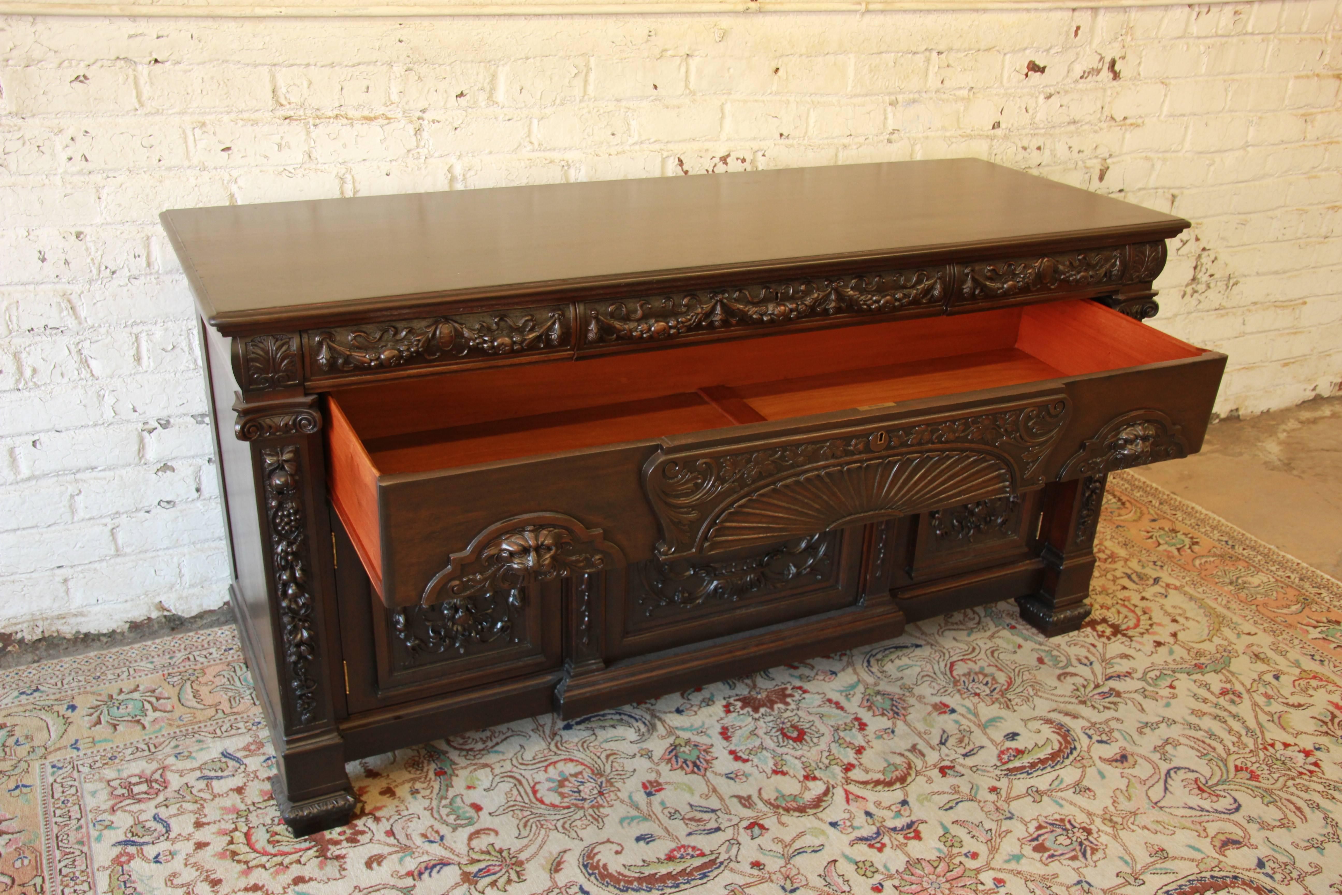 19th Century Ornate Victorian Mahogany Sideboard in the Manner of R.J. Horner 4
