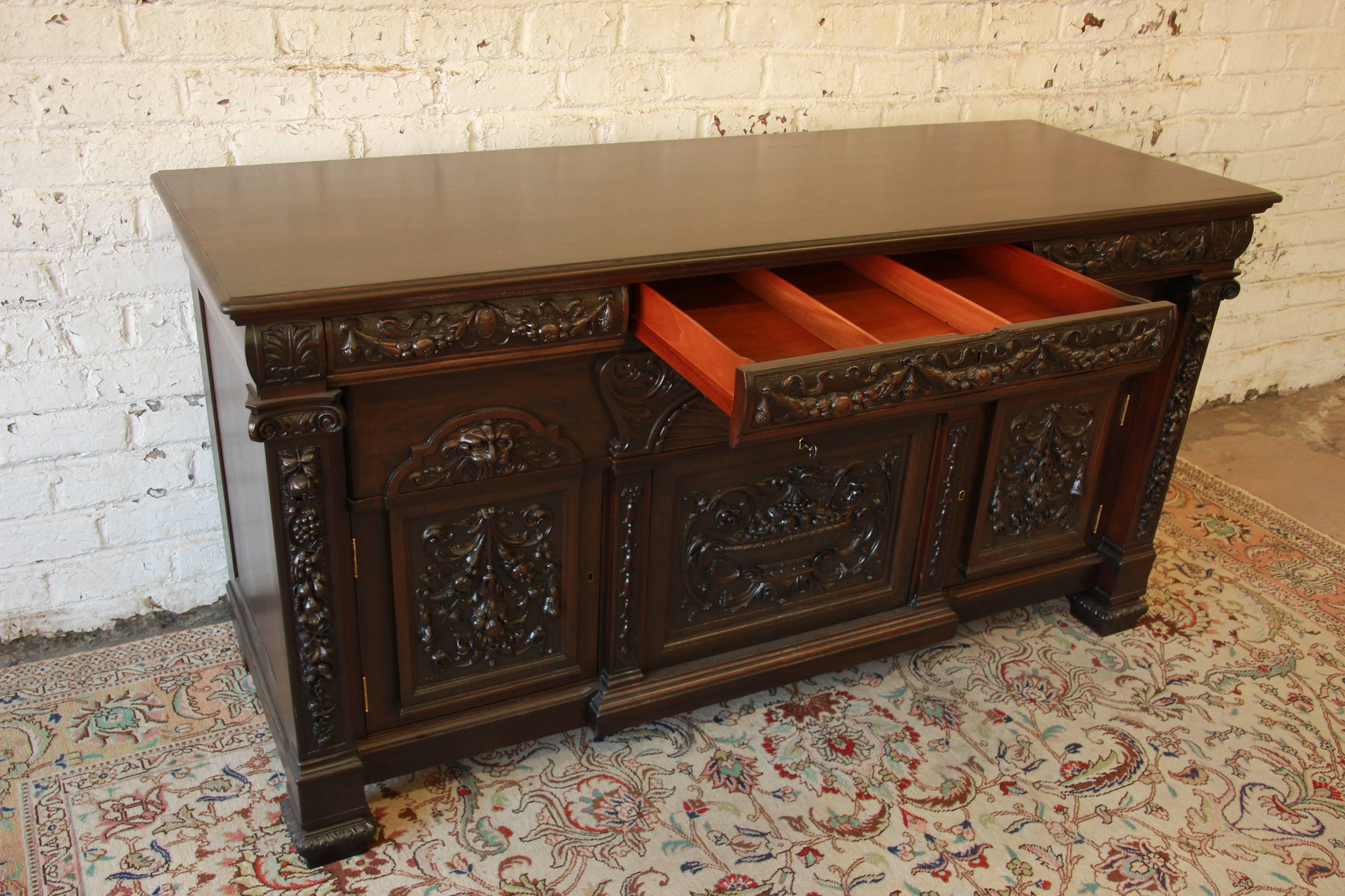 19th Century Ornate Victorian Mahogany Sideboard in the Manner of R.J. Horner 3