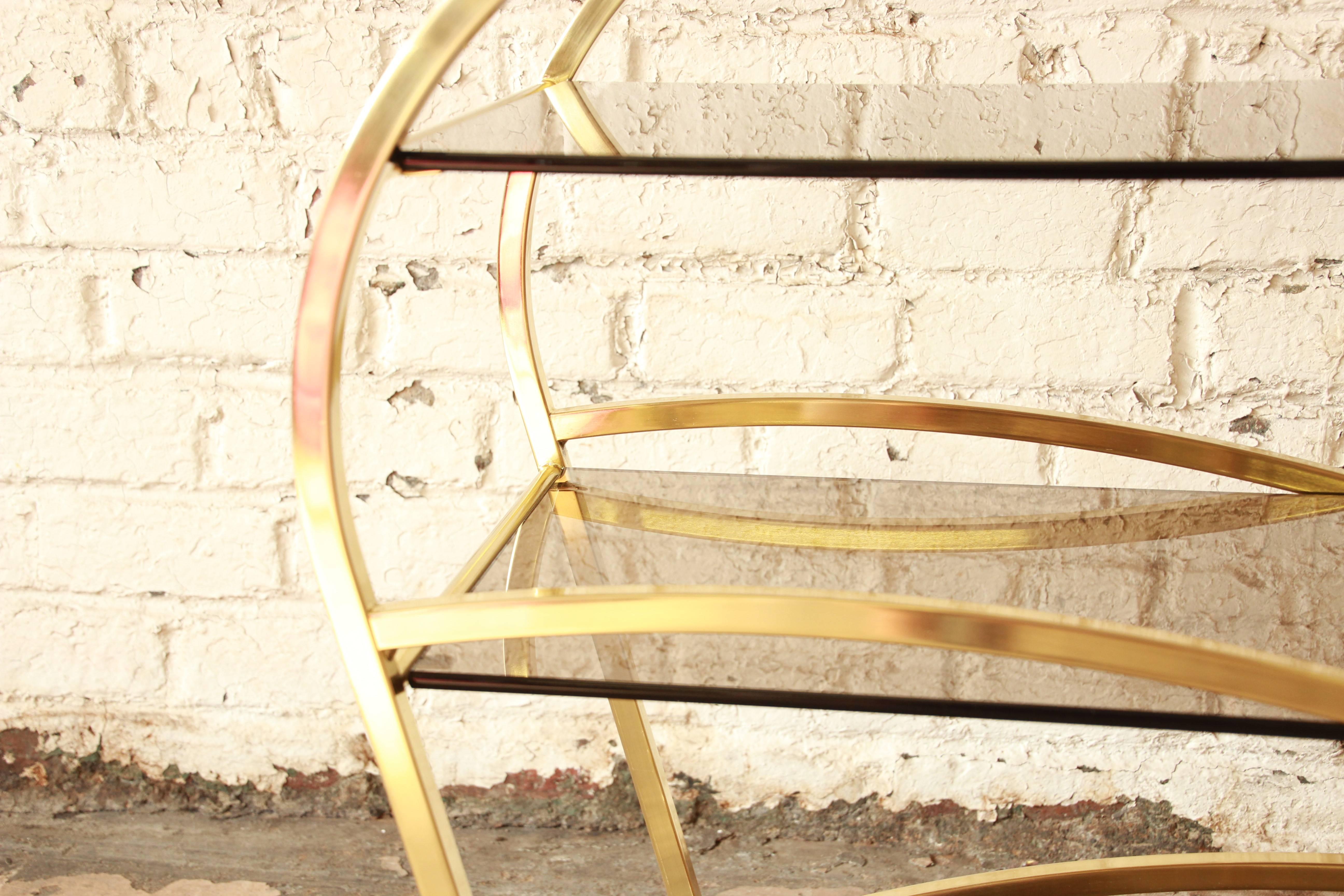 Milo Baughman Style Modern Brass and Glass Bar or Tea Cart by DIA 3