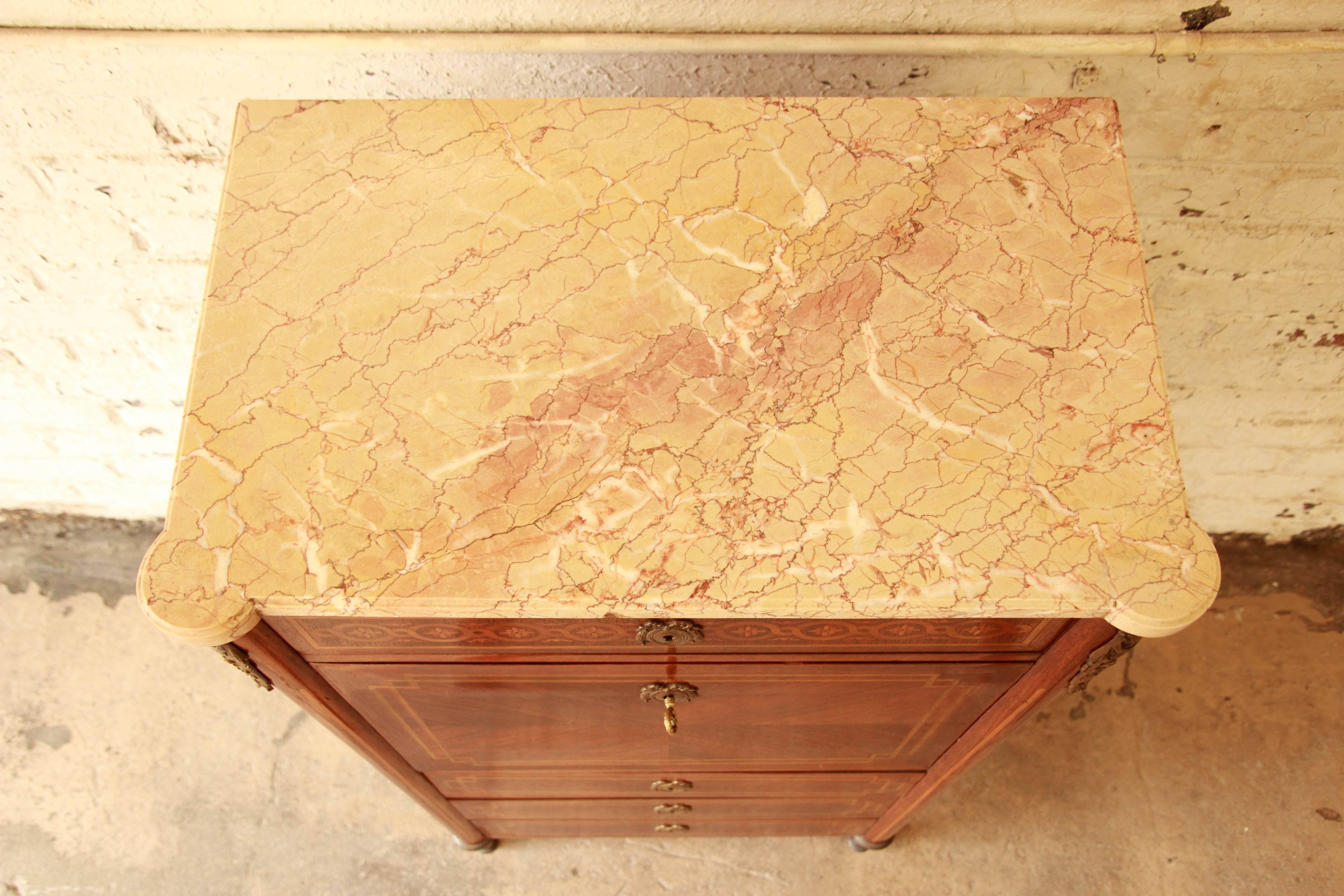 19th Century French Louis XVI Style Inlaid Secretaire à Abattant In Good Condition In South Bend, IN