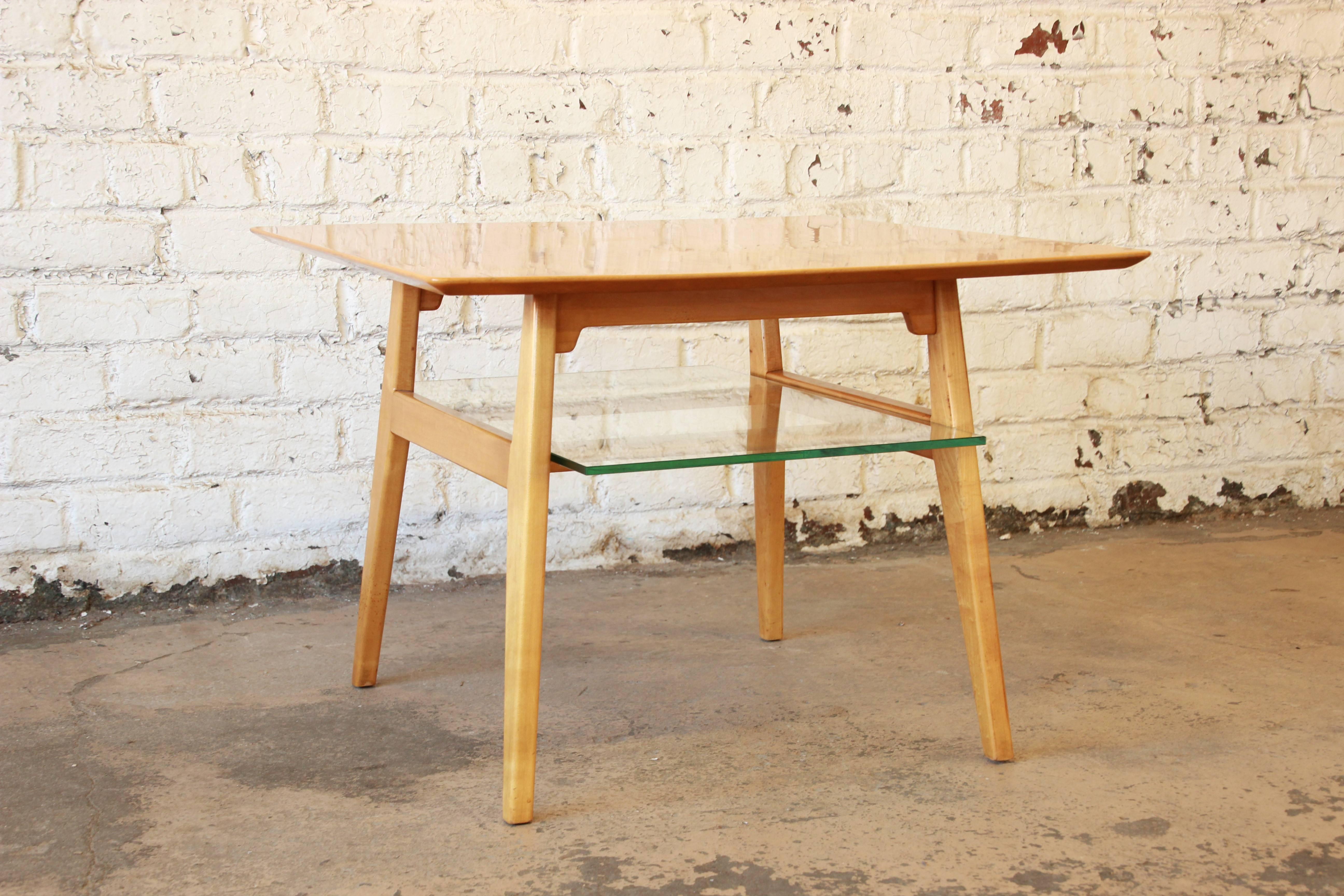 American Jens Risom Mid-Century Modern Bird’s-eye Maple Cocktail Table