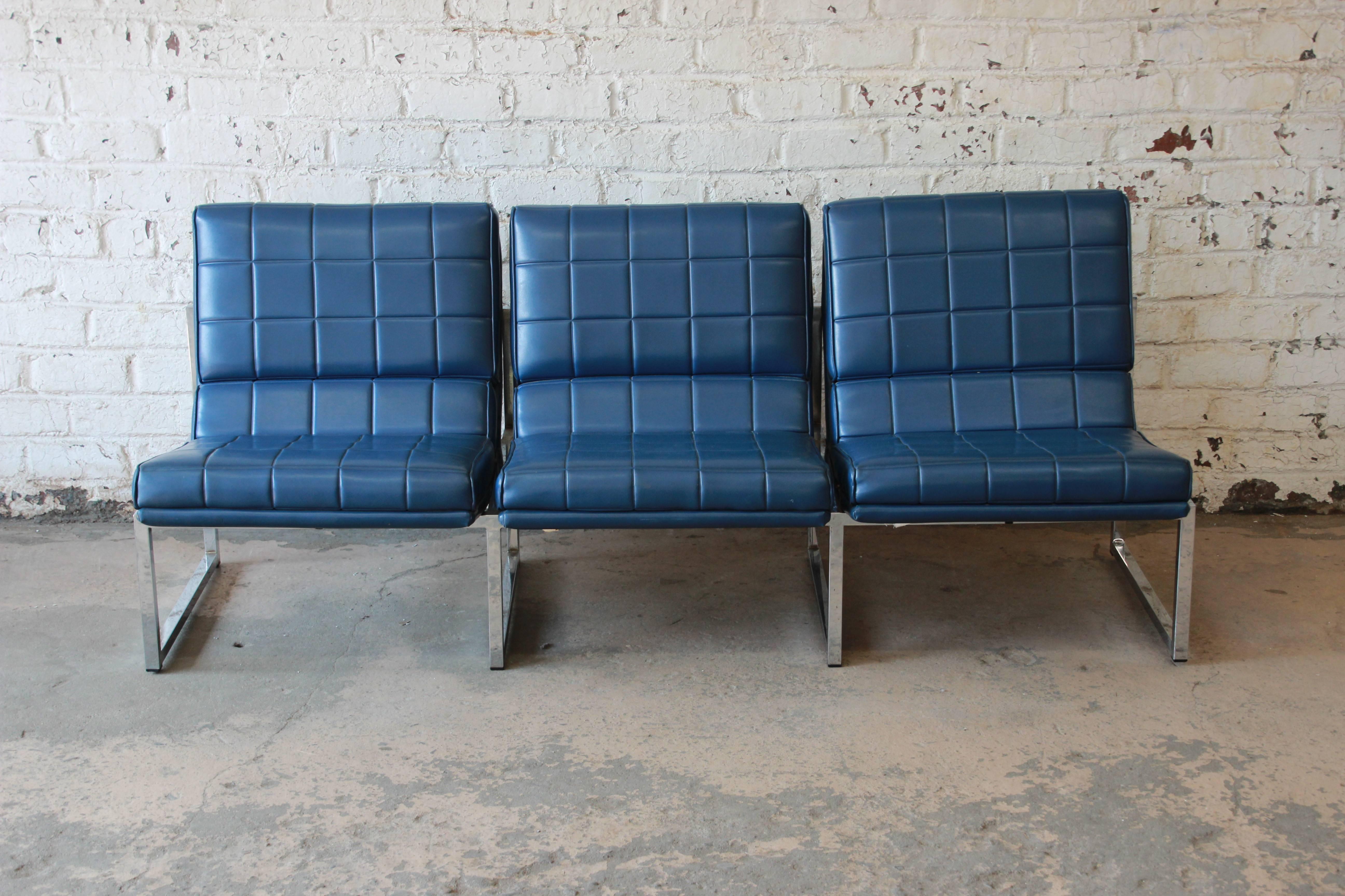 Mid-Century Modern Milo Baughman Style Three-Seat Sofa by Chromcraft, 1970s