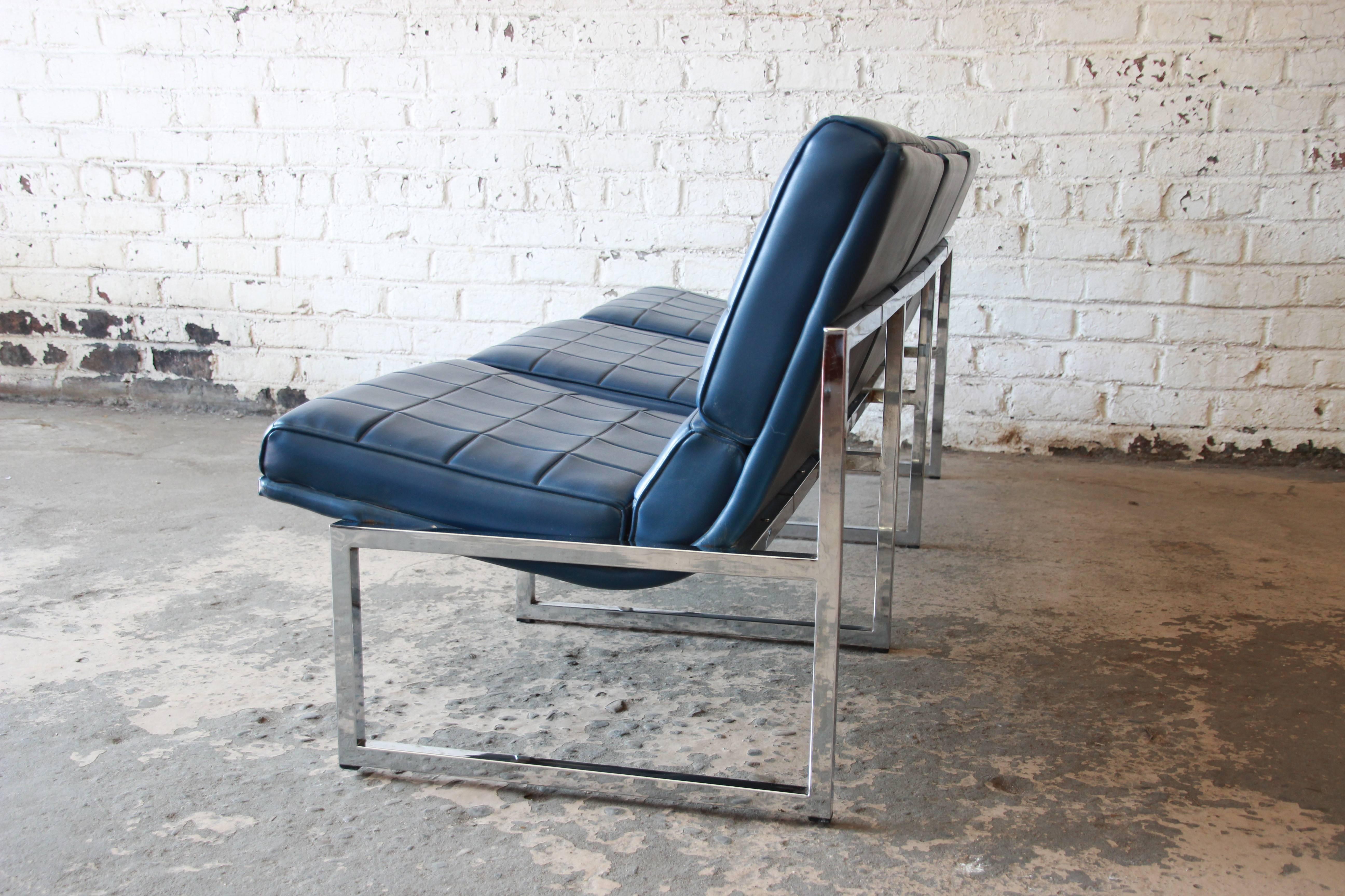 Milo Baughman Style Three-Seat Sofa by Chromcraft, 1970s 1