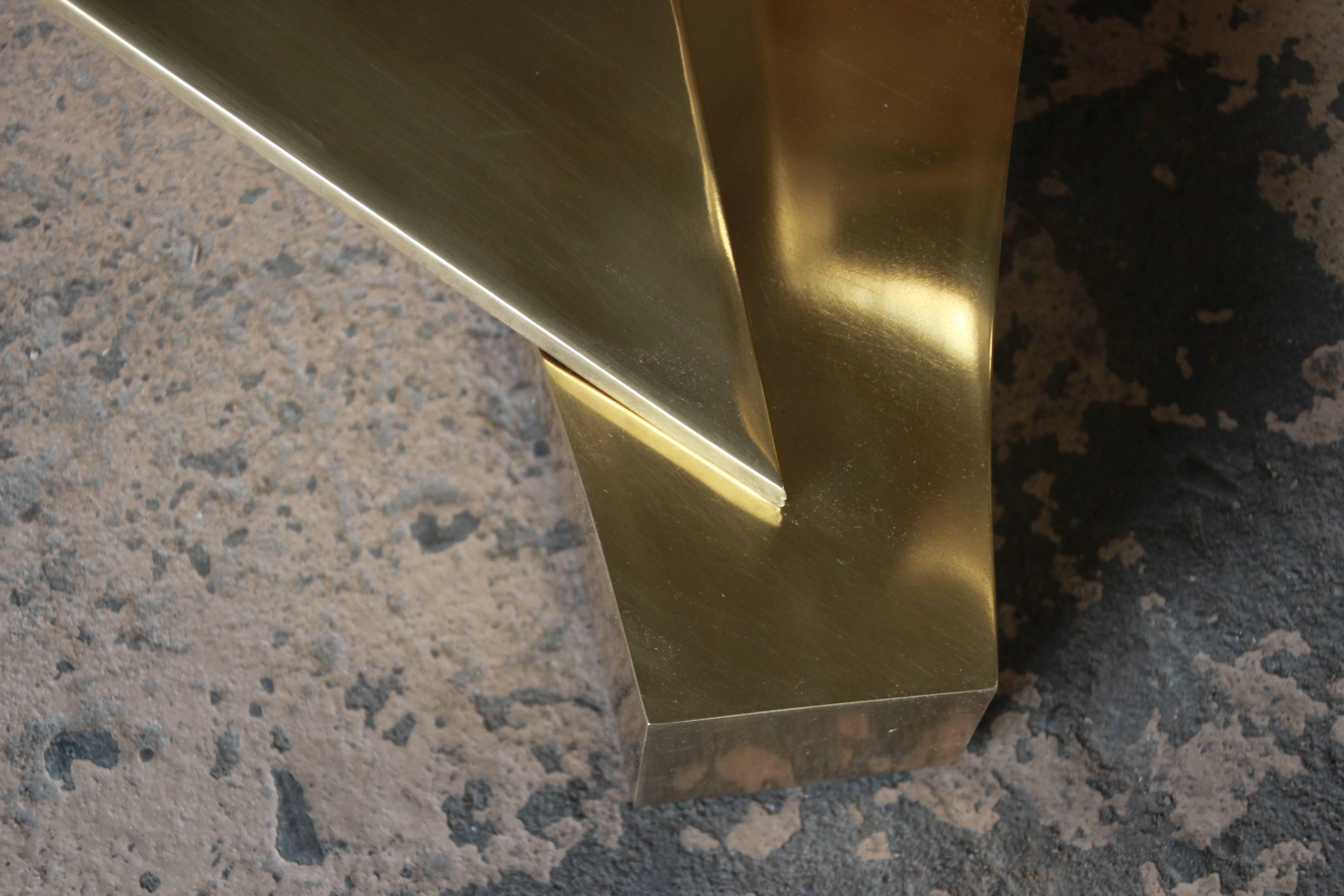 Ron Seff Sculptural Brass and Glass Cocktail Table, circa 1980s 4