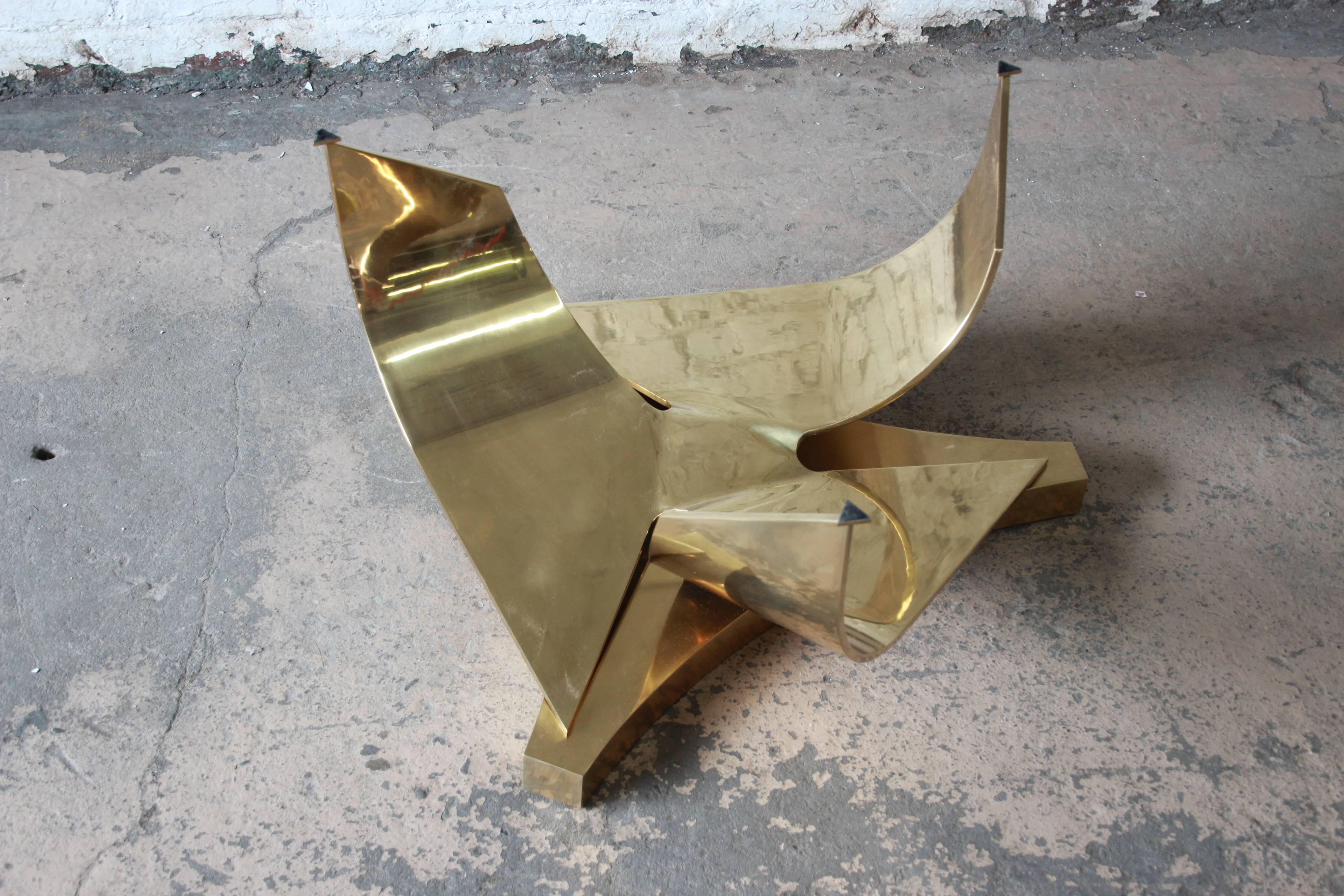 Ron Seff Sculptural Brass and Glass Cocktail Table, circa 1980s 3