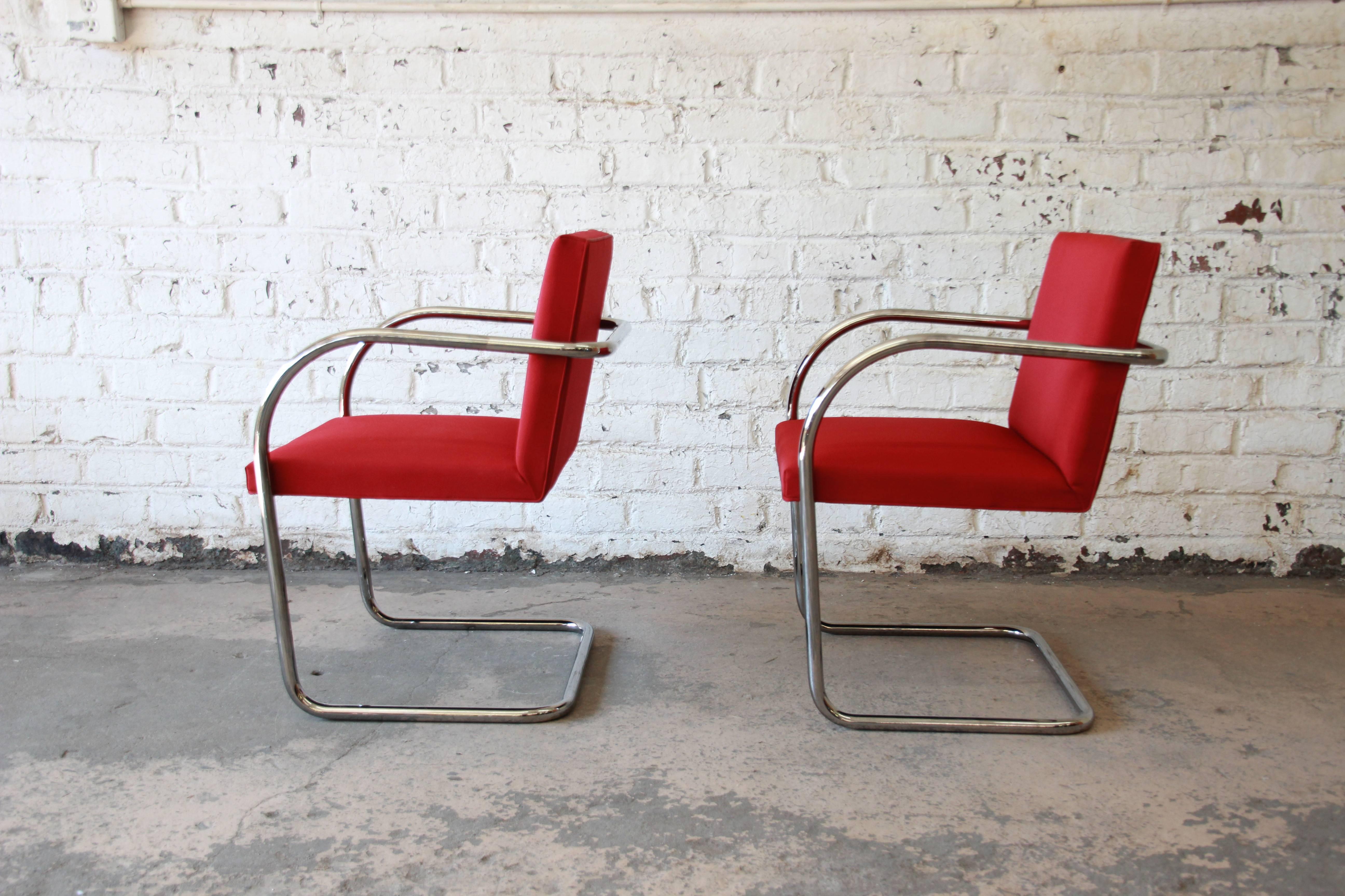 Plated Pair of Mies Van Der Rohe Brno Chairs for Knoll International