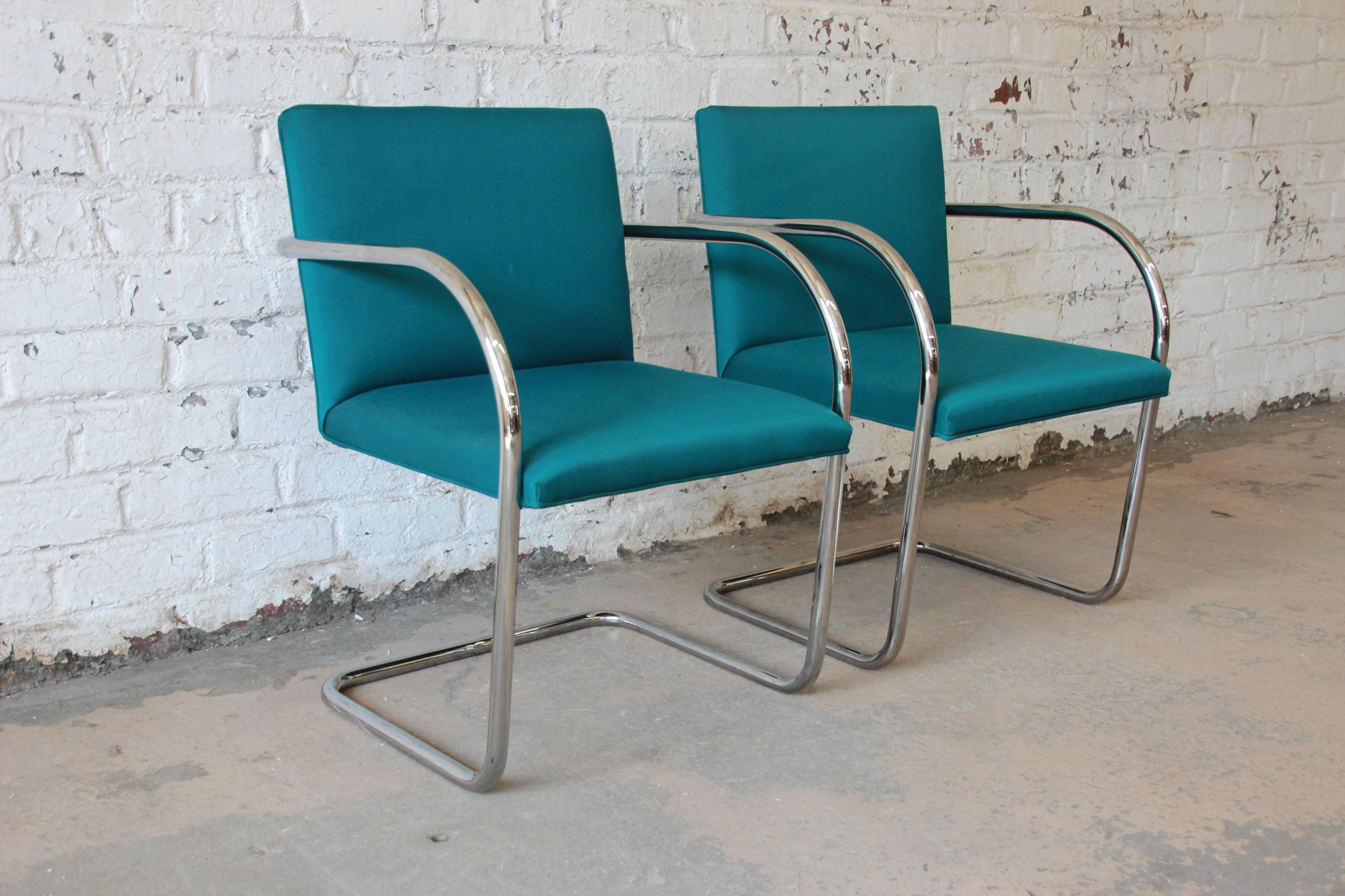 Plated Pair of Mies Van Der Rohe Brno Chairs for Knoll International
