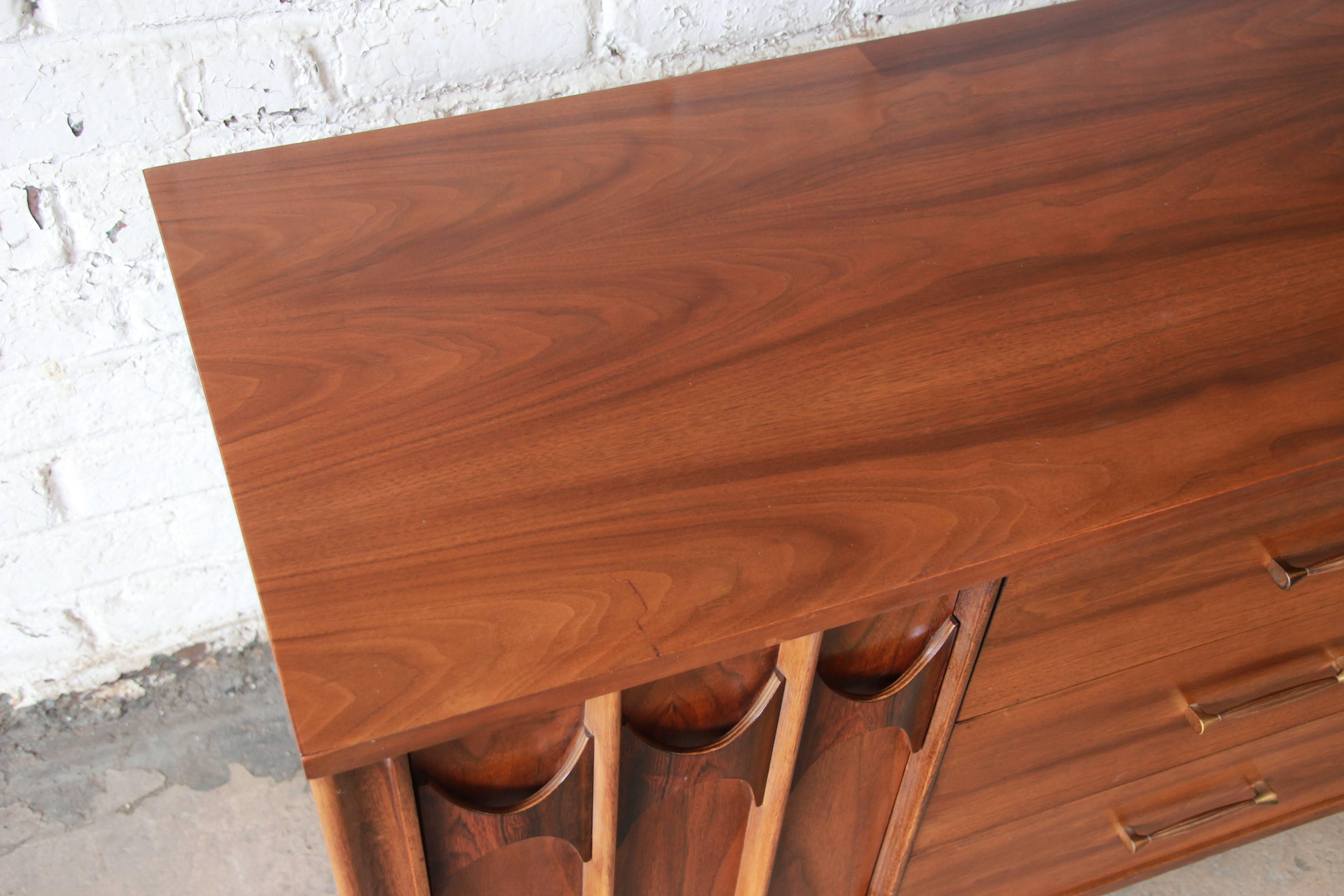 Mid-20th Century Kent Coffey Perspecta Walnut and Rosewood Twelve-Drawer Mid-Century Credenza