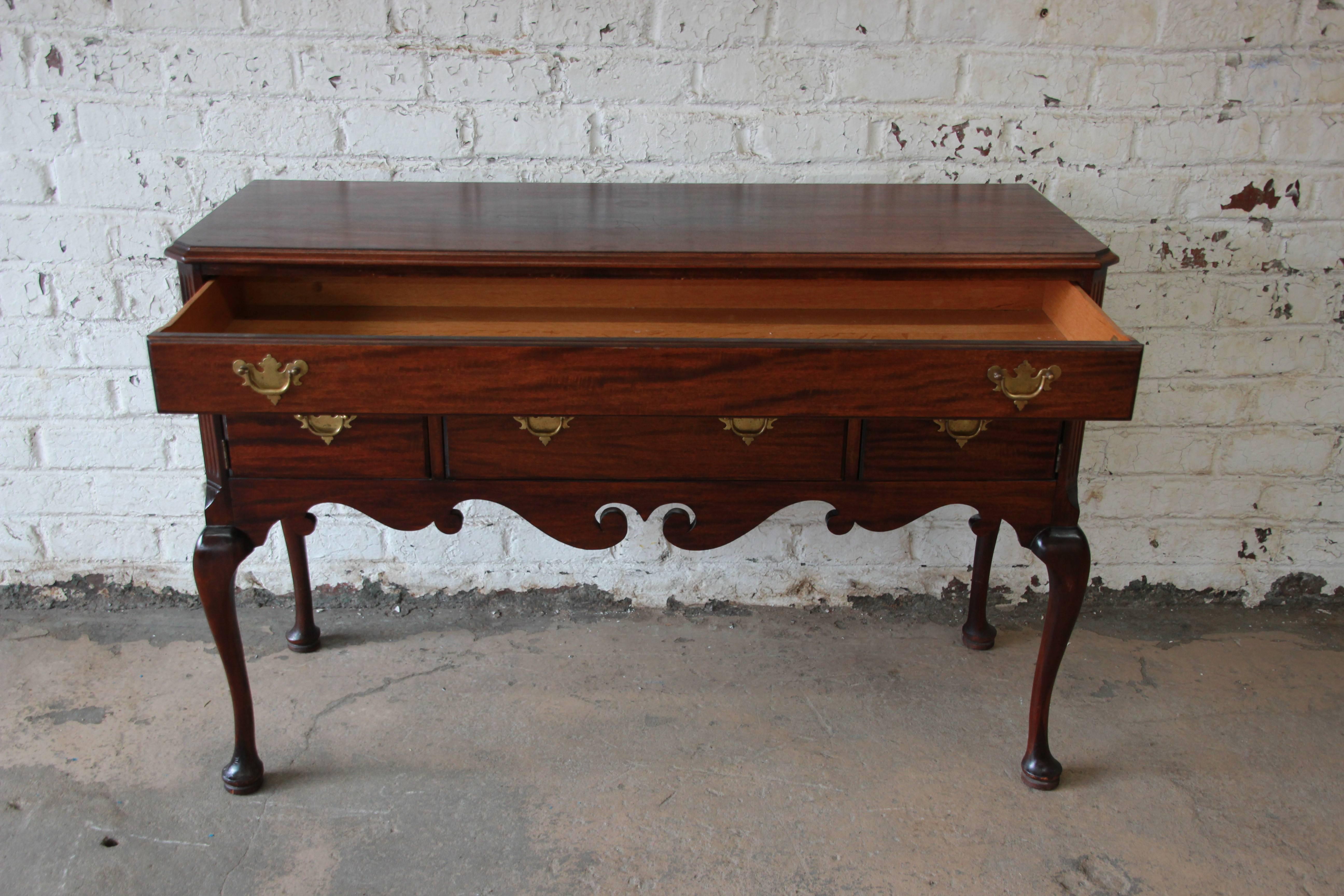 Baker Queen Anne Style Mahogany Sideboard Server, circa 1920 In Good Condition In South Bend, IN