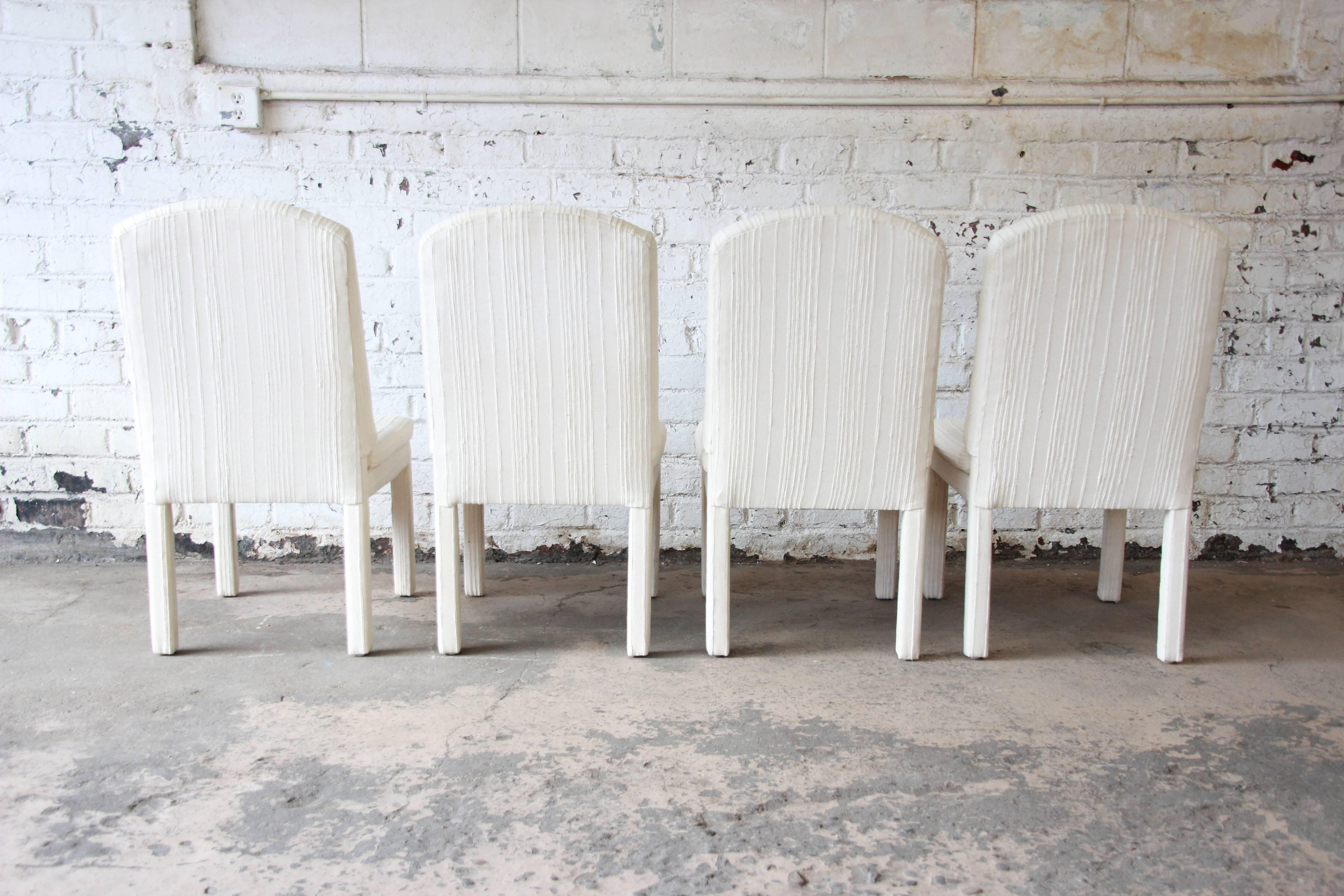 Late 20th Century Four Milo Baughman Style Parsons Dining Chairs, Design Institute of America