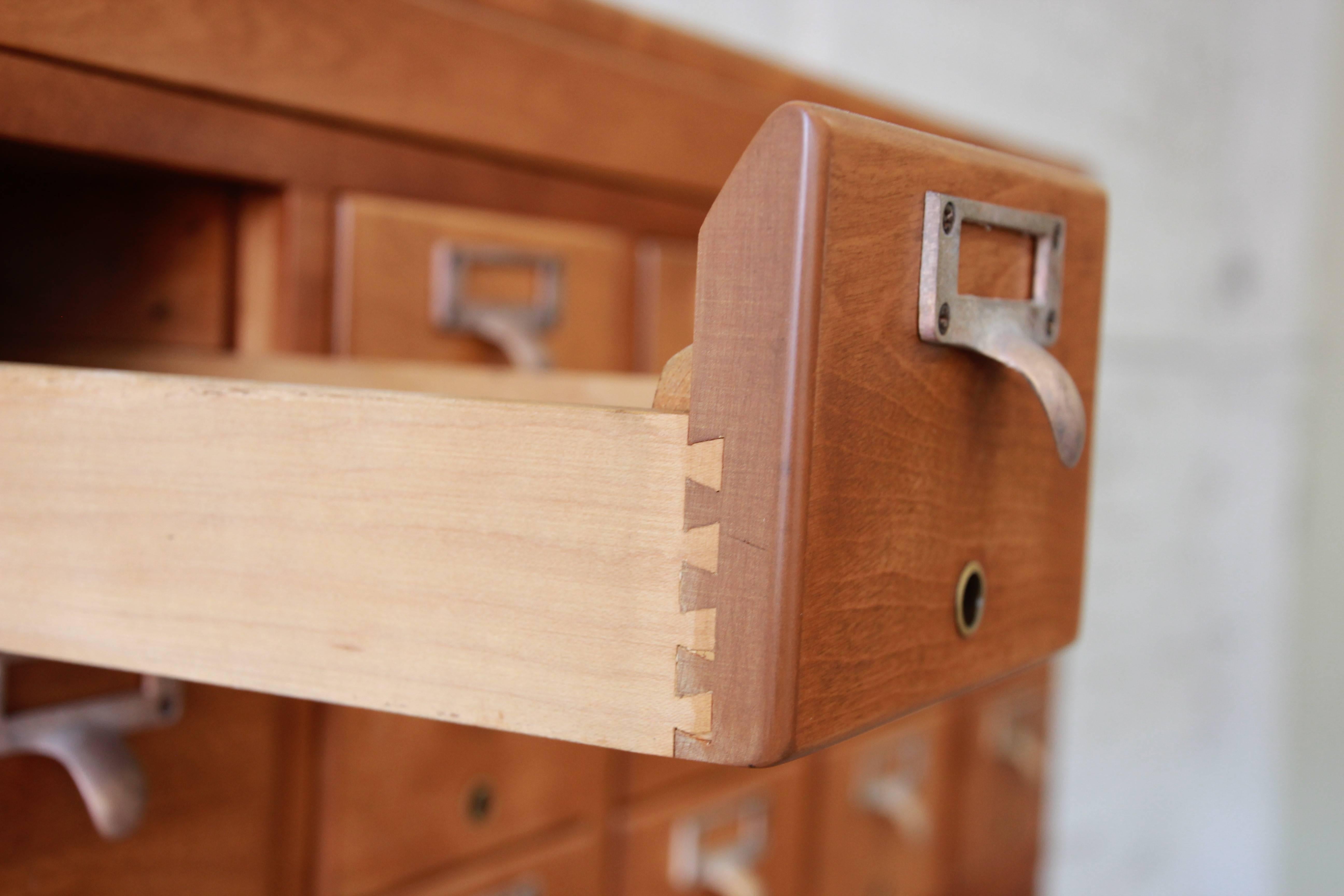 Mid-Century Restored 40-Drawer Library Card Catalog In Excellent Condition In South Bend, IN
