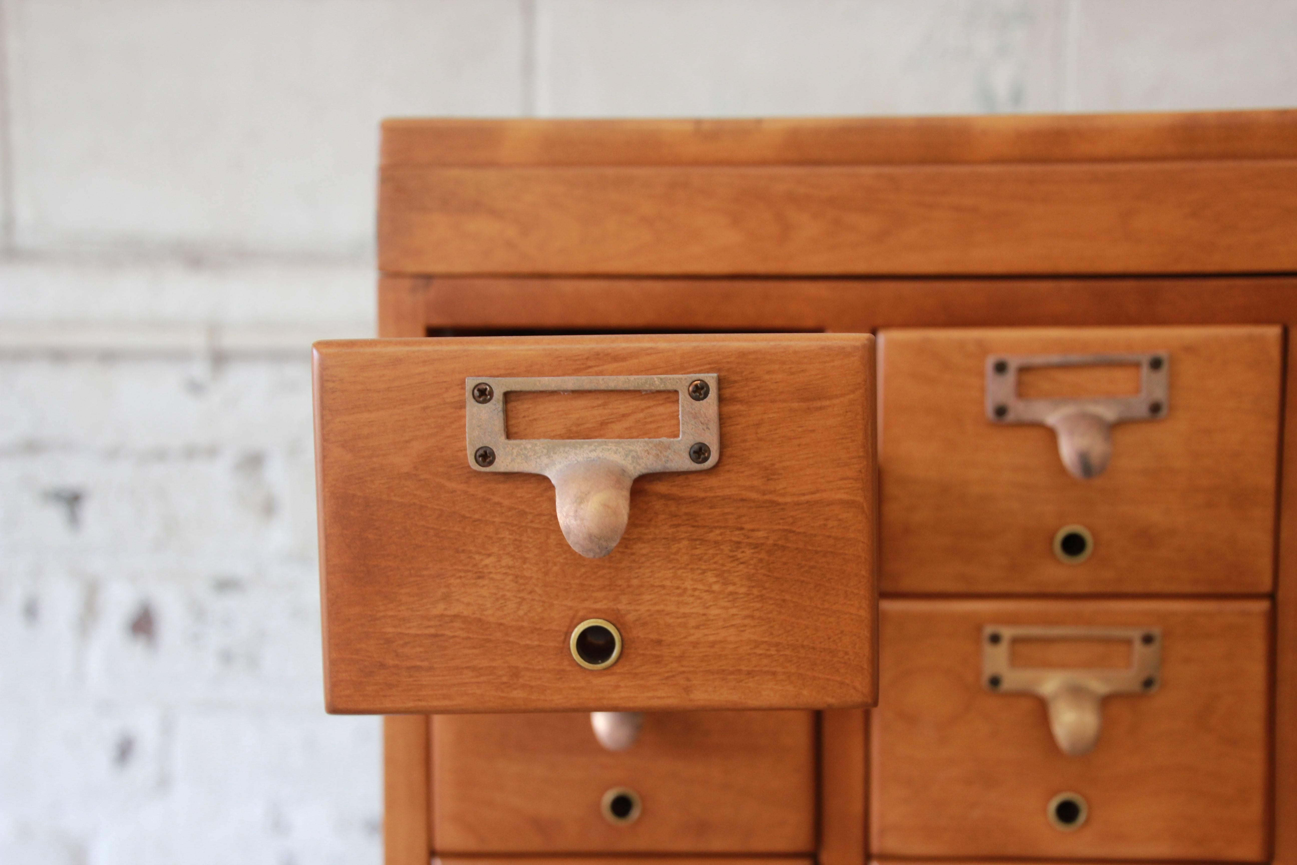 Brass Mid-Century Restored 40-Drawer Library Card Catalog