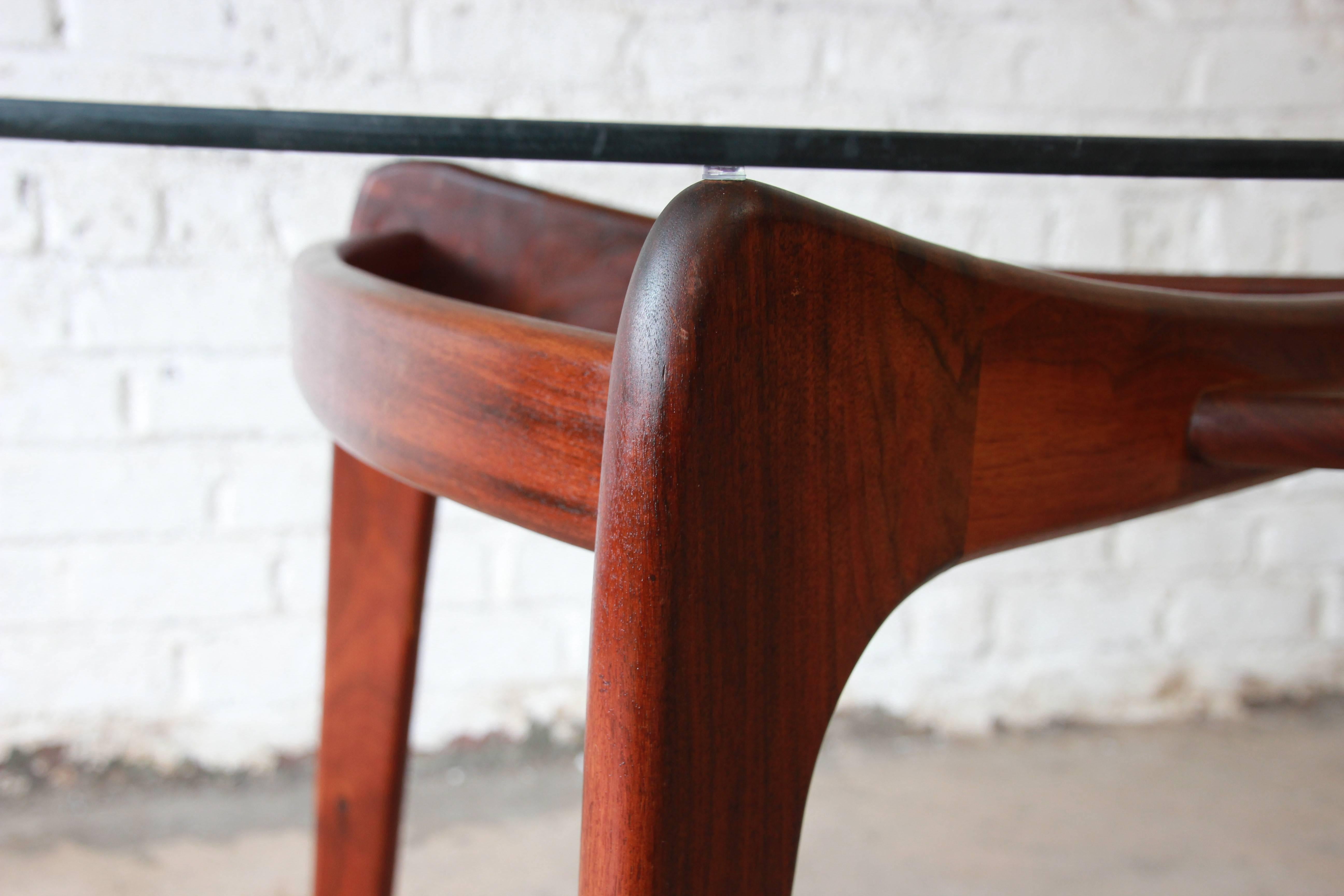 Mid-20th Century Adrian Pearsall for Craft Associates Sculpted Walnut and Glass Dining Table