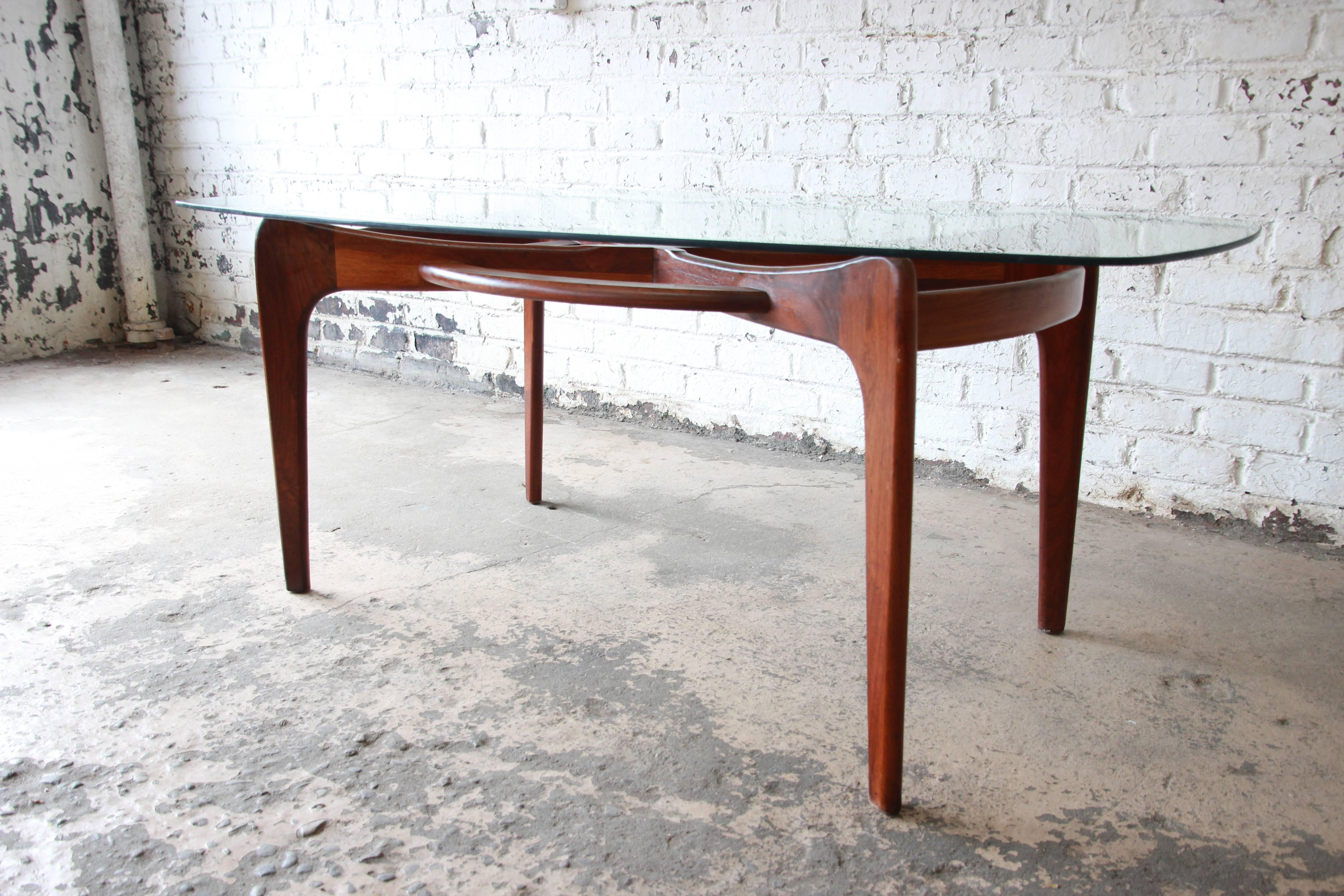 American Adrian Pearsall for Craft Associates Sculpted Walnut and Glass Dining Table