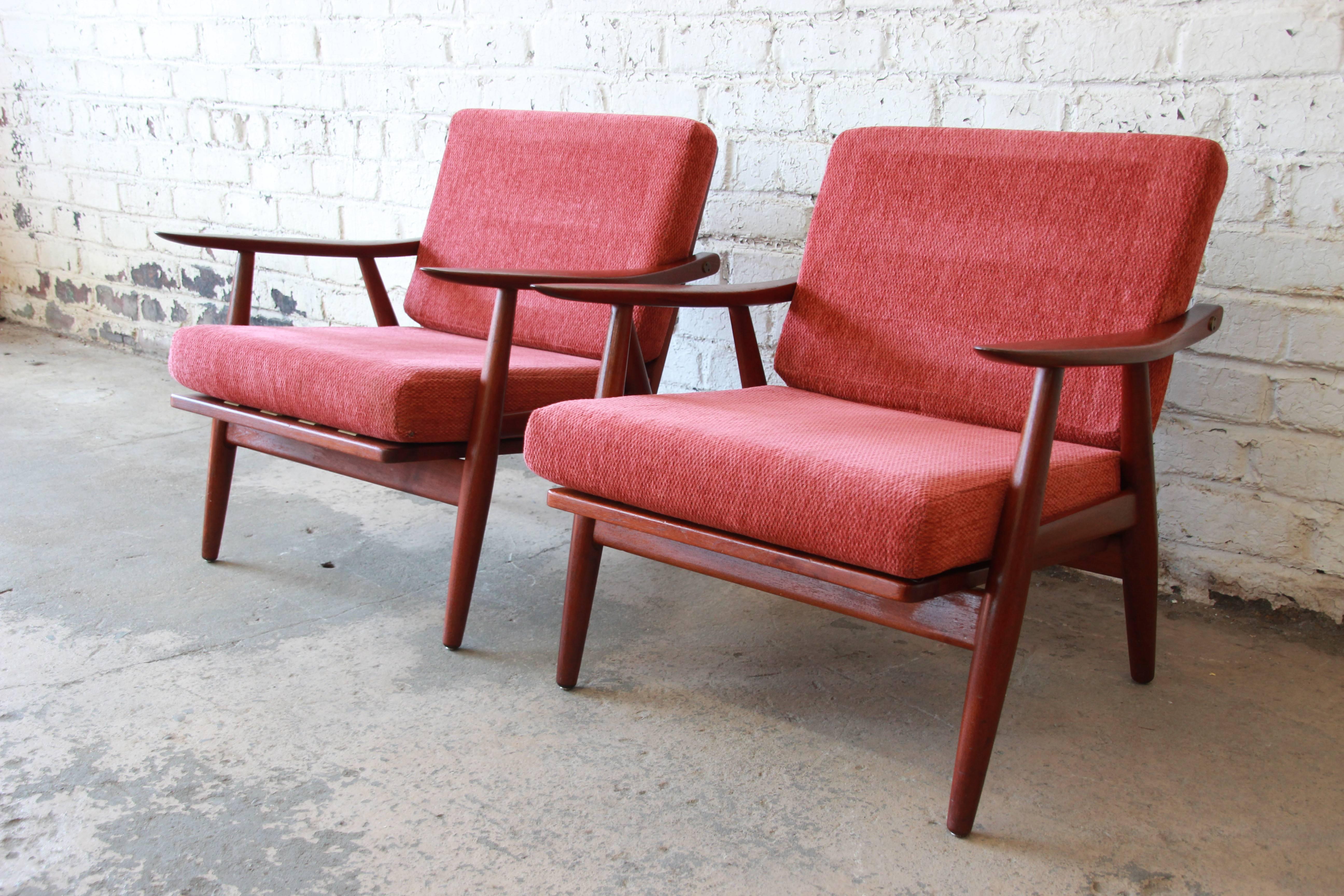 Mid-Century Modern Hans J. Wegner GE-270 Teak Lounge Chairs, 1950s