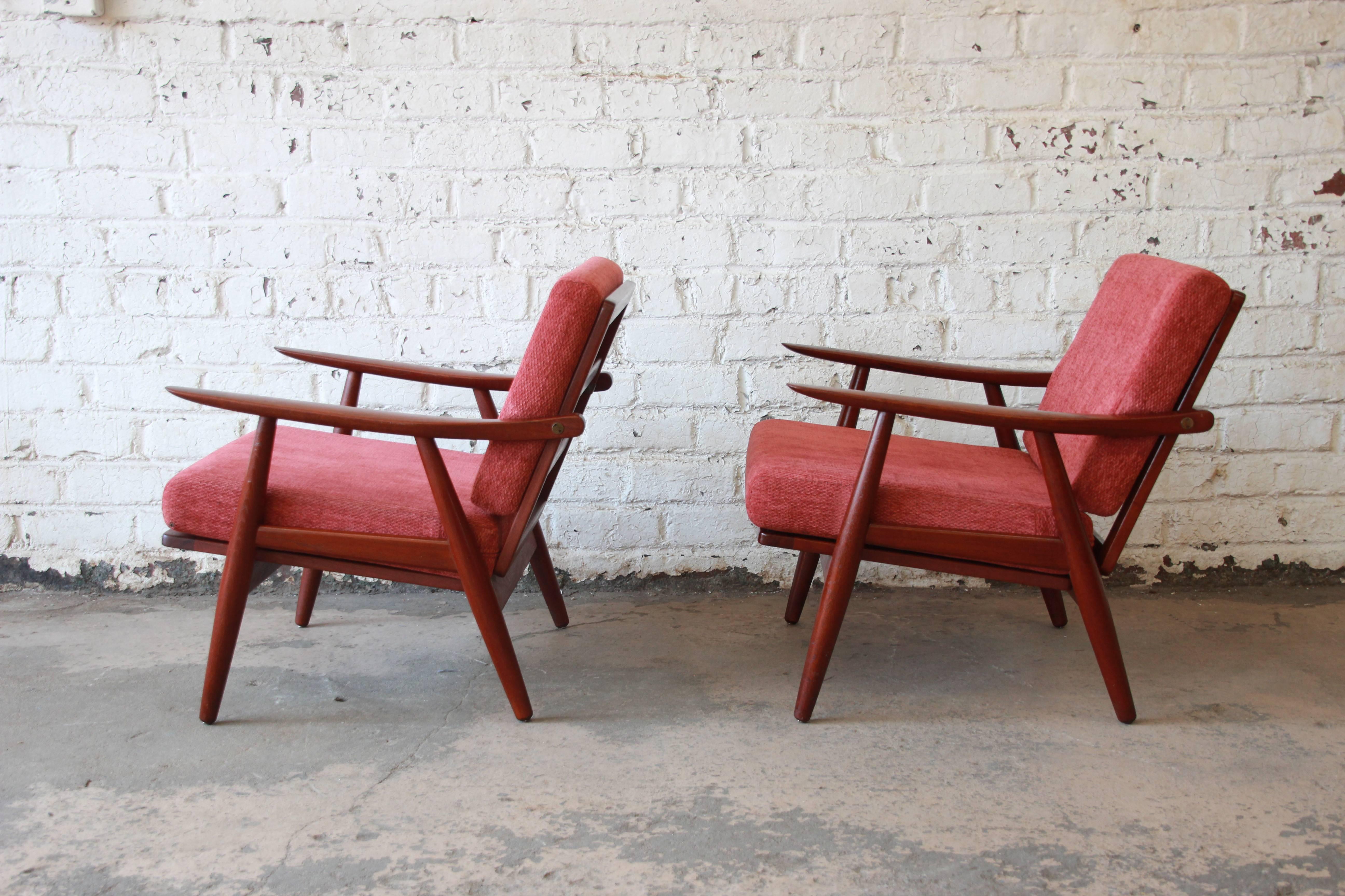 Danish Hans J. Wegner GE-270 Teak Lounge Chairs, 1950s