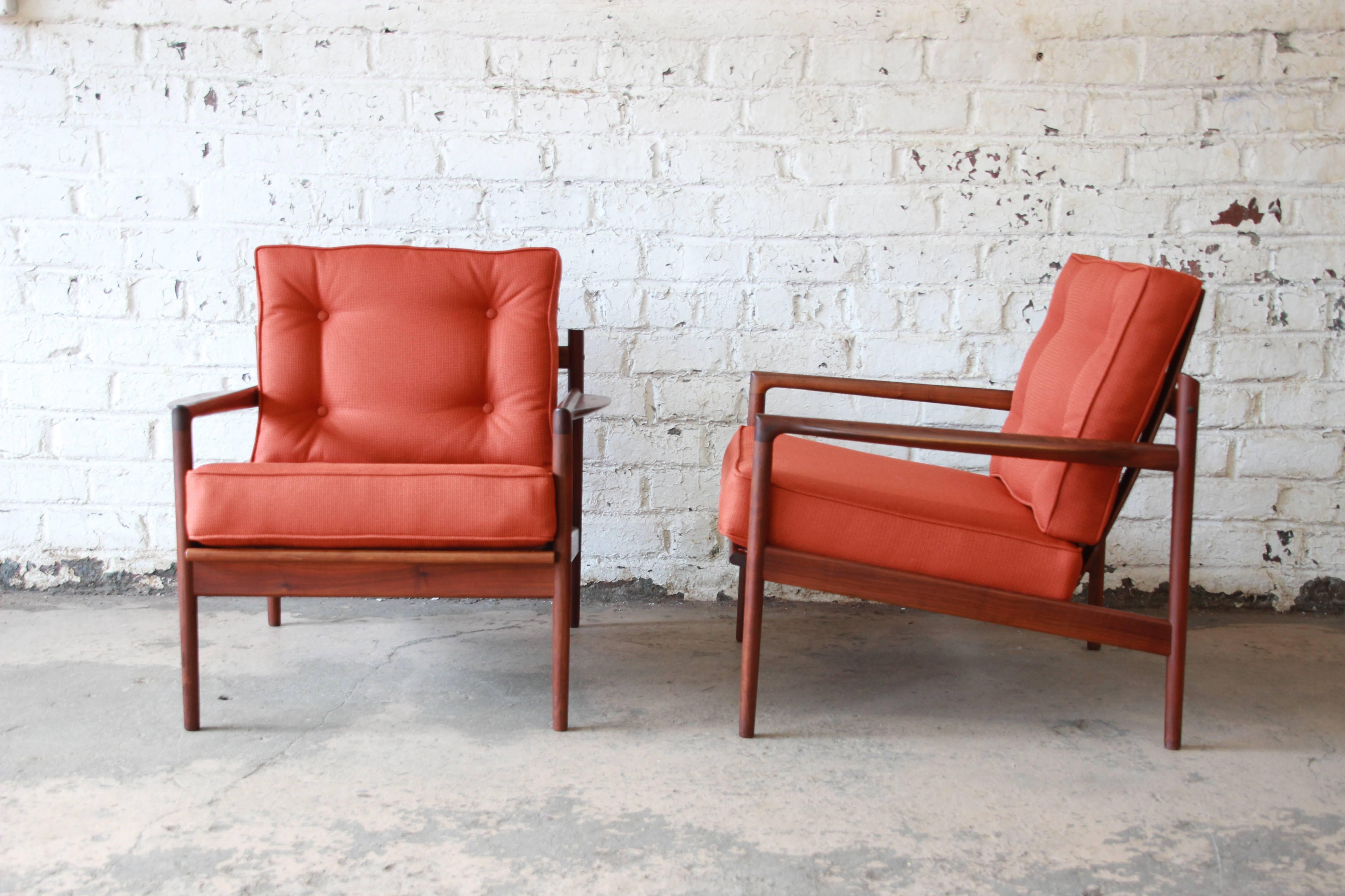 Mid-Century Modern Ib Kofod-Larsen for Selig Picket Back Lounge Chairs, 1960s