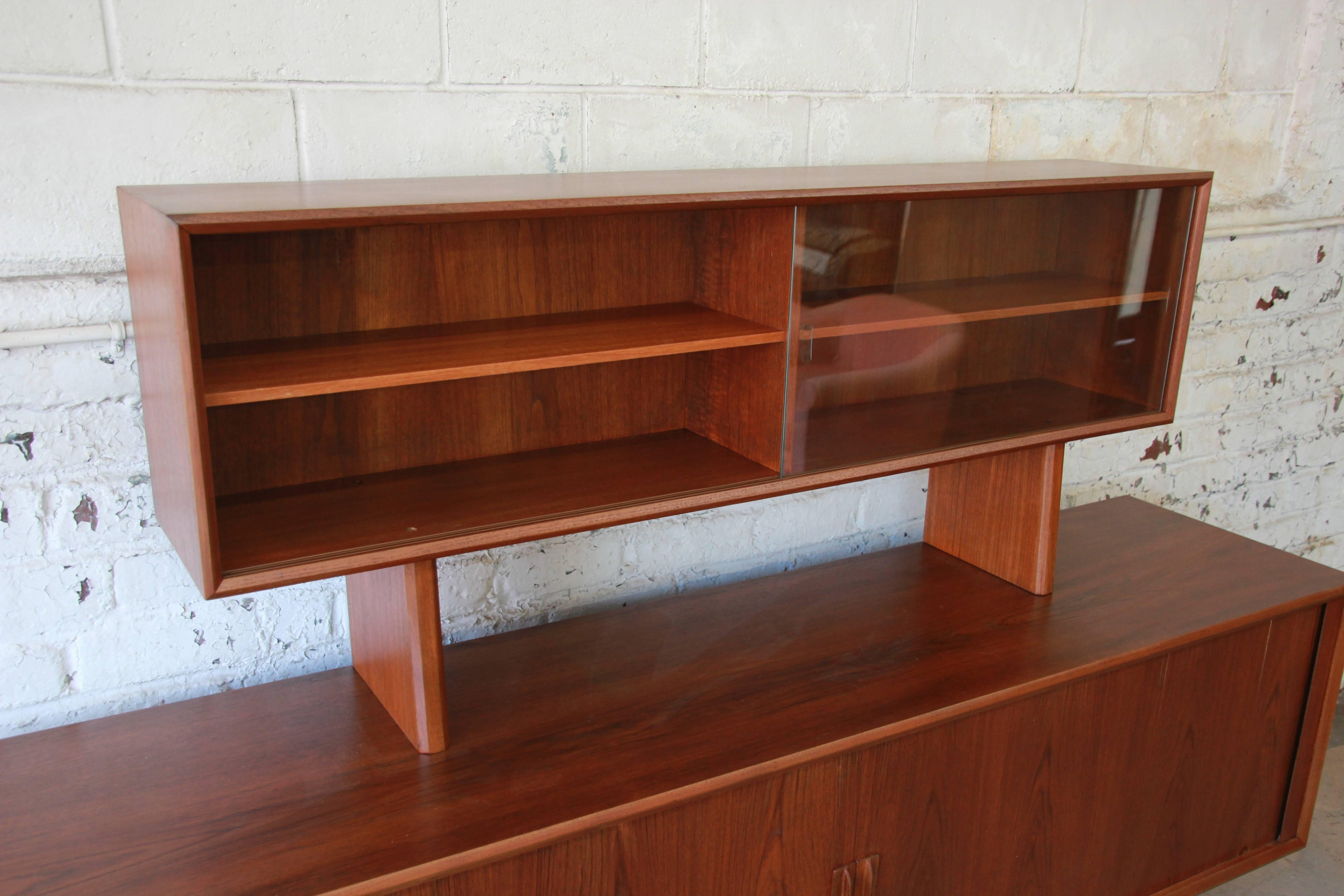 Ib Kofod-Larsen for Faarup Møbelfabrik Danish Modern Teak Credenza with Hutch In Good Condition In South Bend, IN