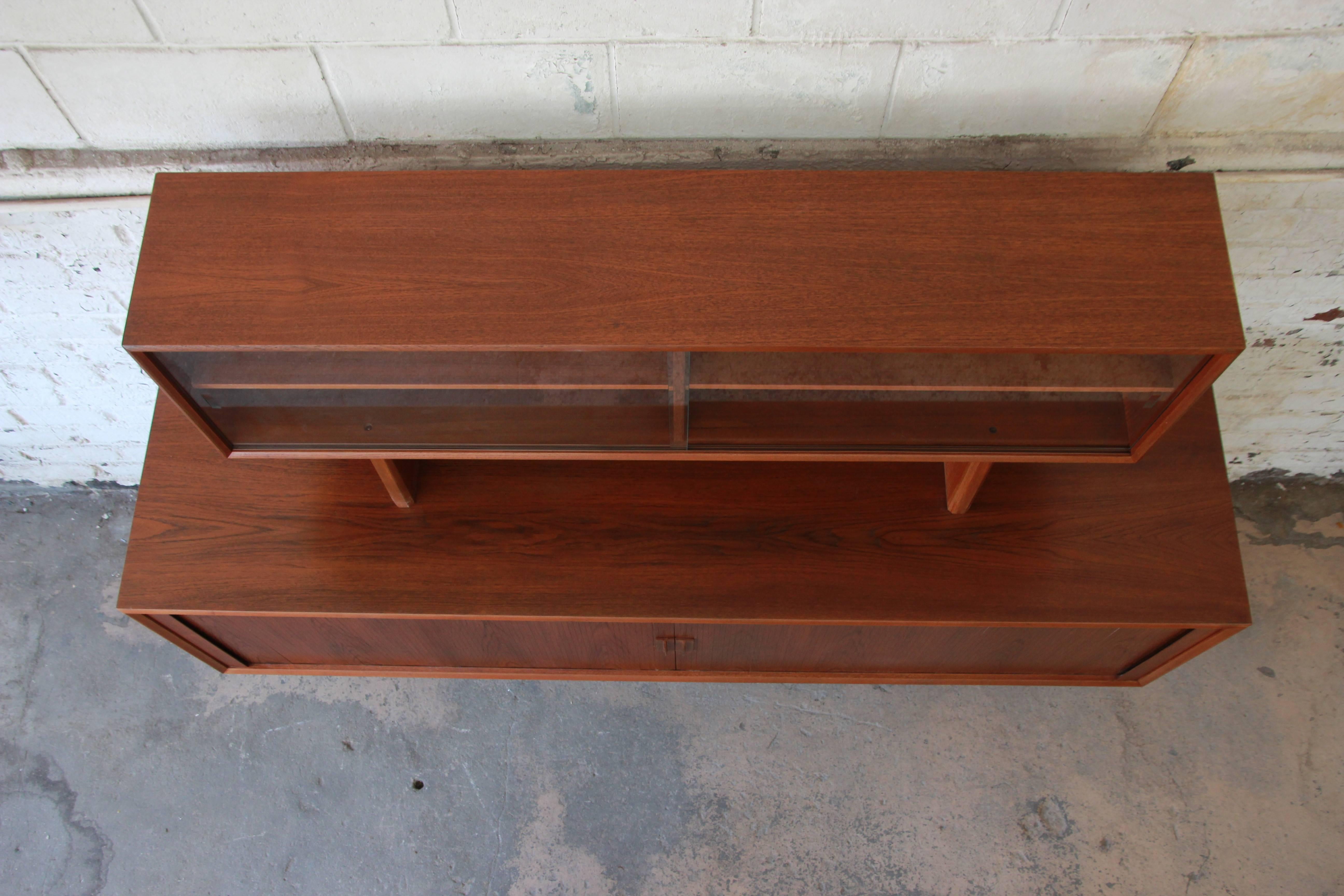 Mid-20th Century Ib Kofod-Larsen for Faarup Møbelfabrik Danish Modern Teak Credenza with Hutch