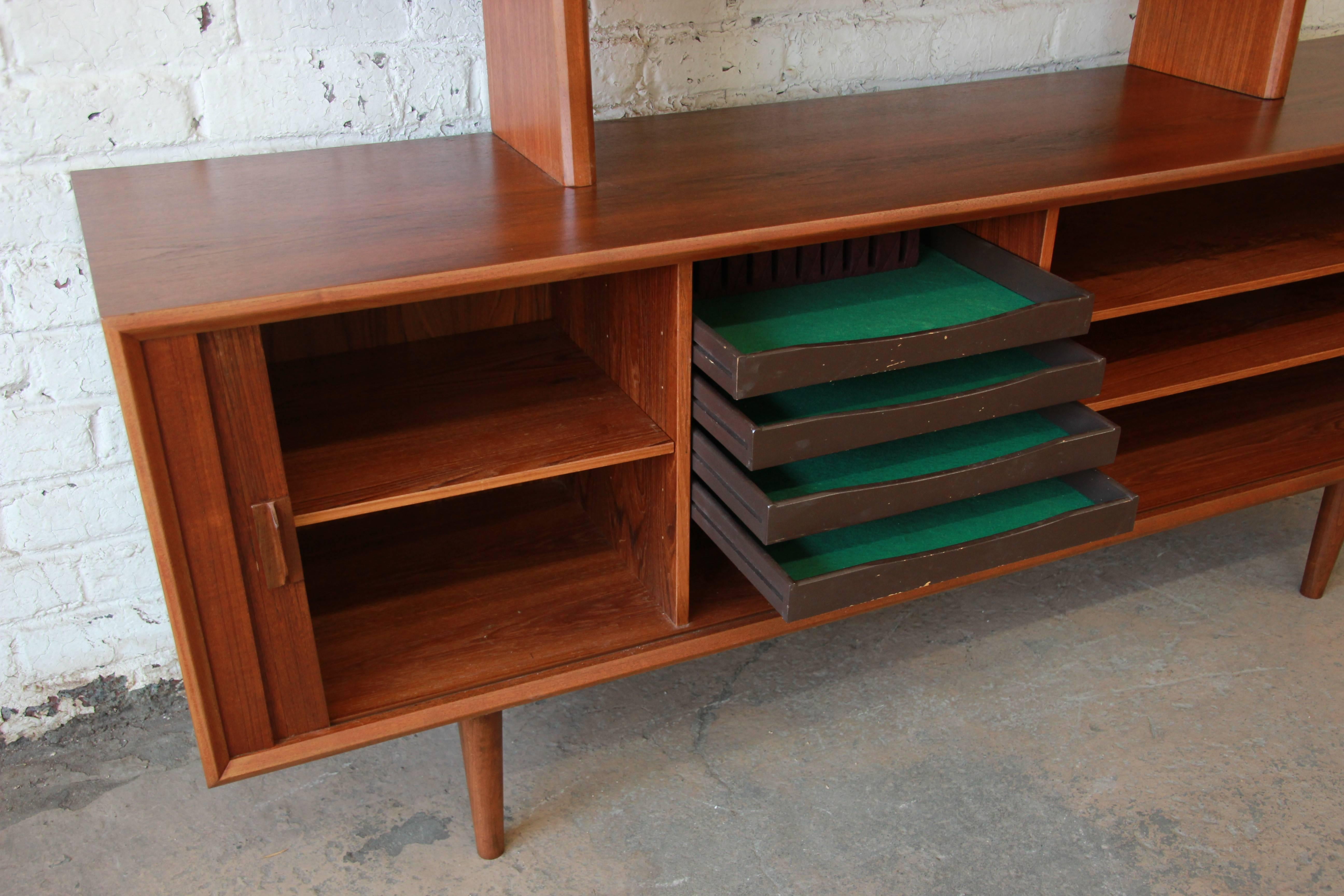 Scandinavian Modern Ib Kofod-Larsen for Faarup Møbelfabrik Danish Modern Teak Credenza with Hutch