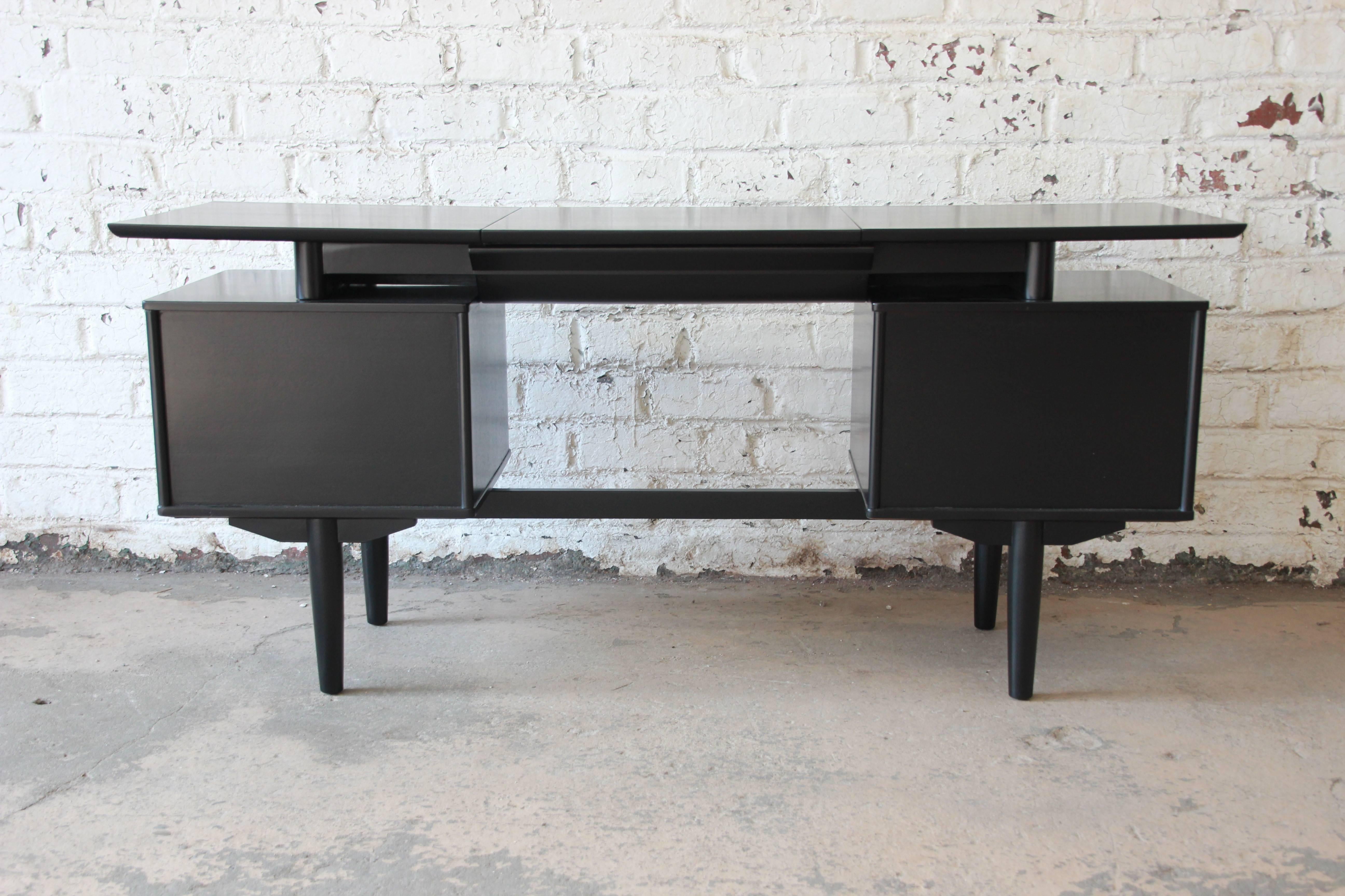 Milo Baughman for Drexel Mid-Century Modern Ebonized Floating Top Vanity Desk 1