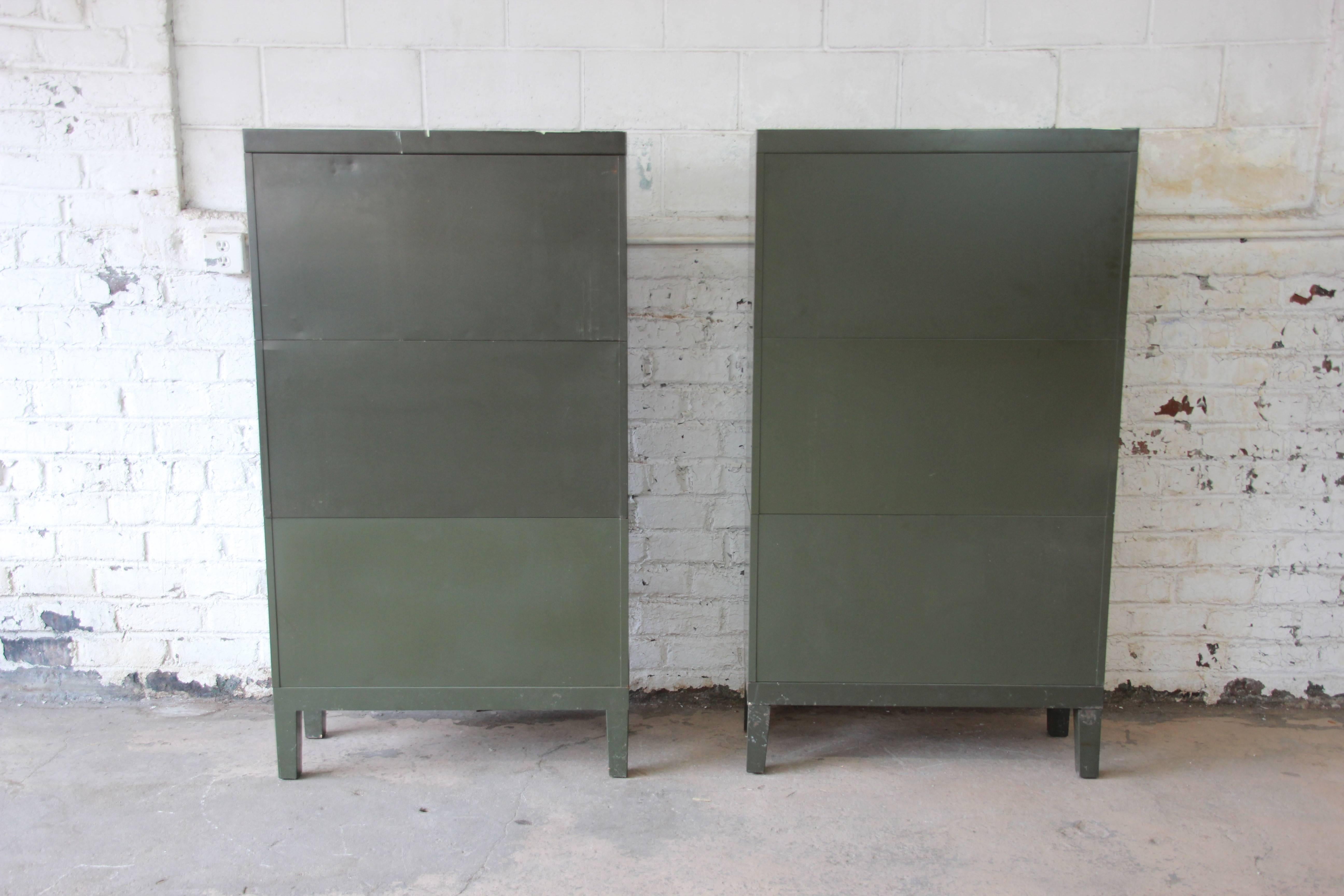 American Antique Metal Barrister Bookcases by Shaw Walker, Pair