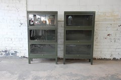 Antique Metal Barrister Bookcases by Shaw Walker, Pair
