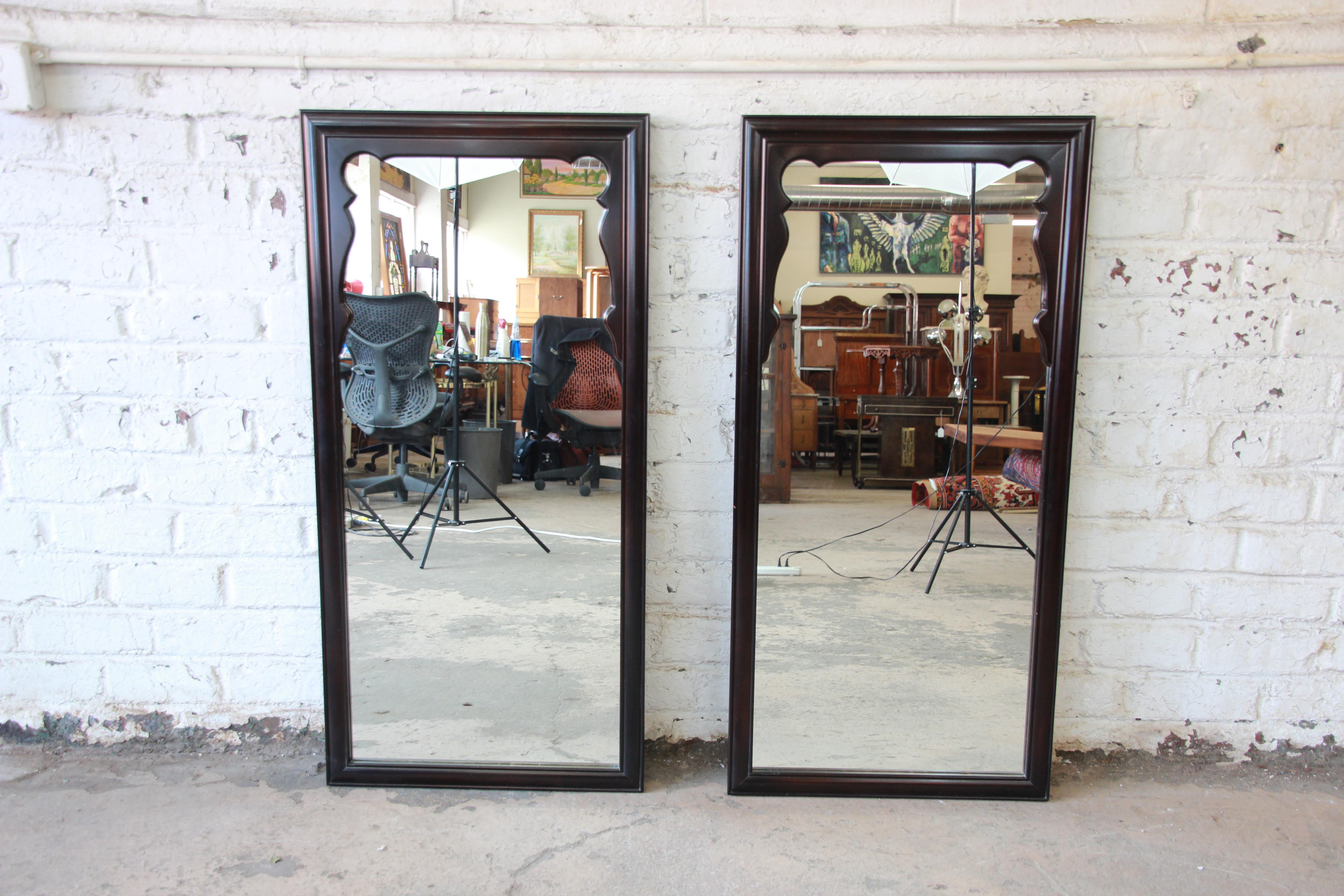 Midcentury Hollywood Regency Chinoiserie Mirrors, Pair In Good Condition In South Bend, IN