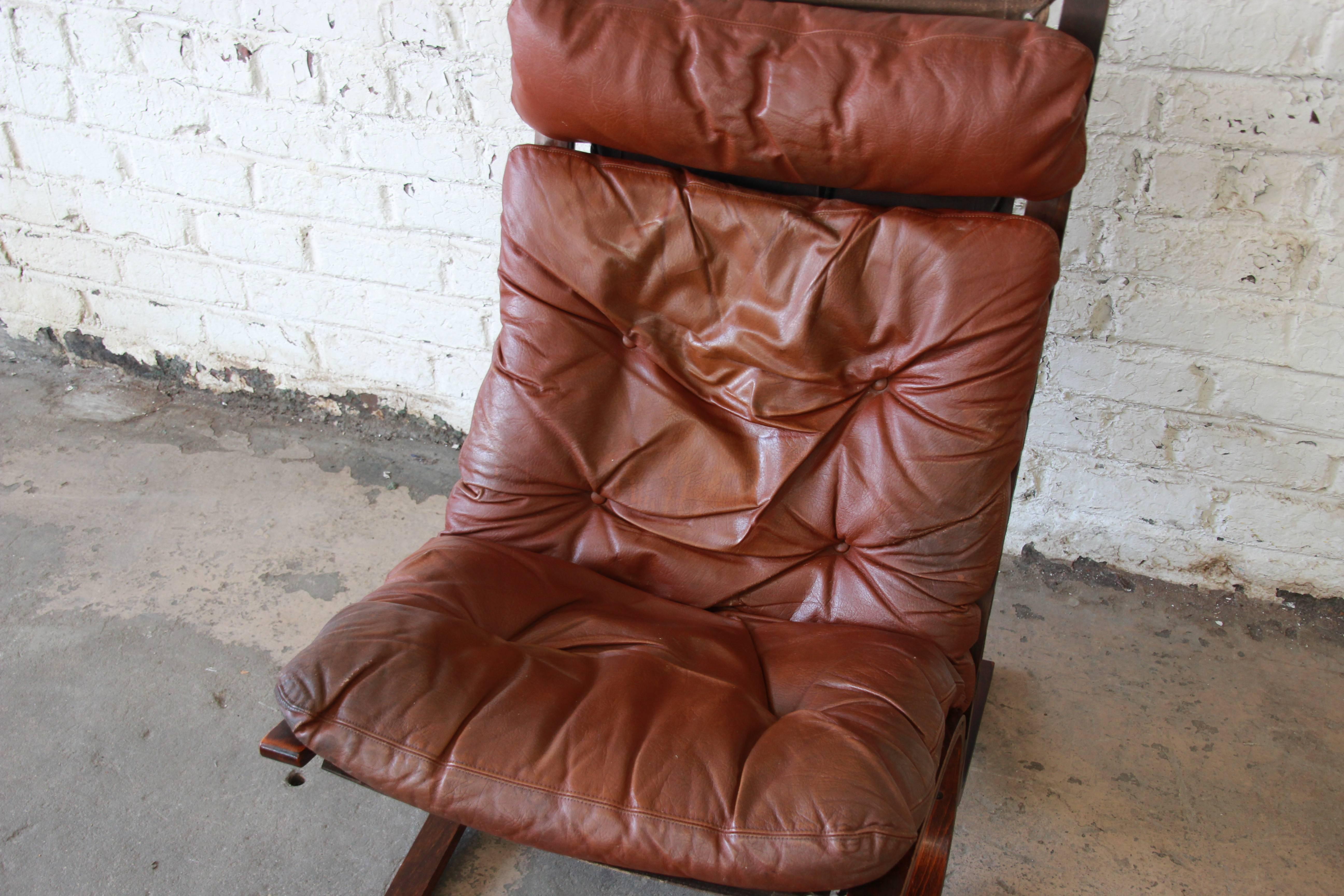 Leather Ingmar Relling for Westnofa Siesta Lounge Chair with Ottoman