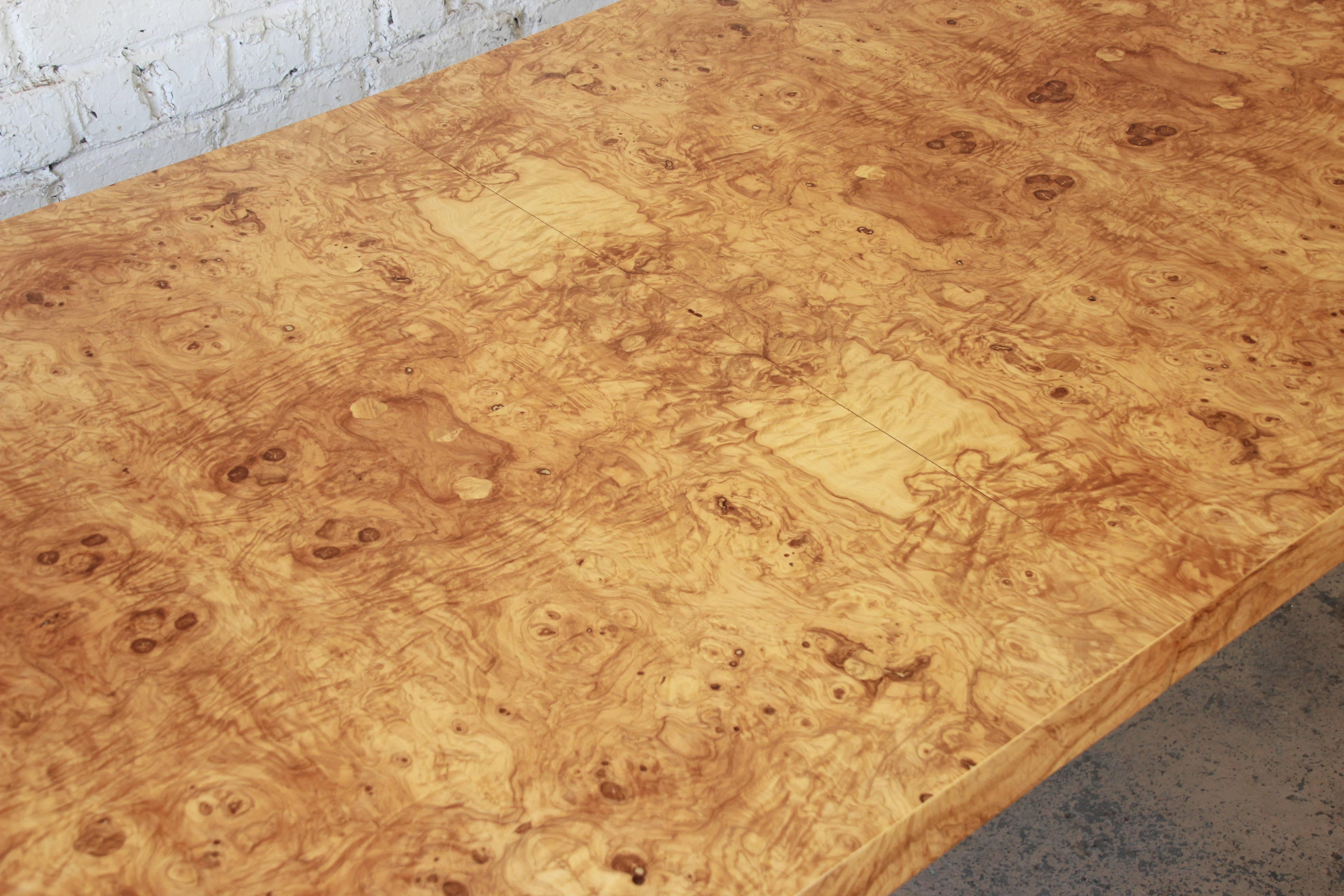 Milo Baughman for Directional Burl Wood Parsons Extension Dining Table 3