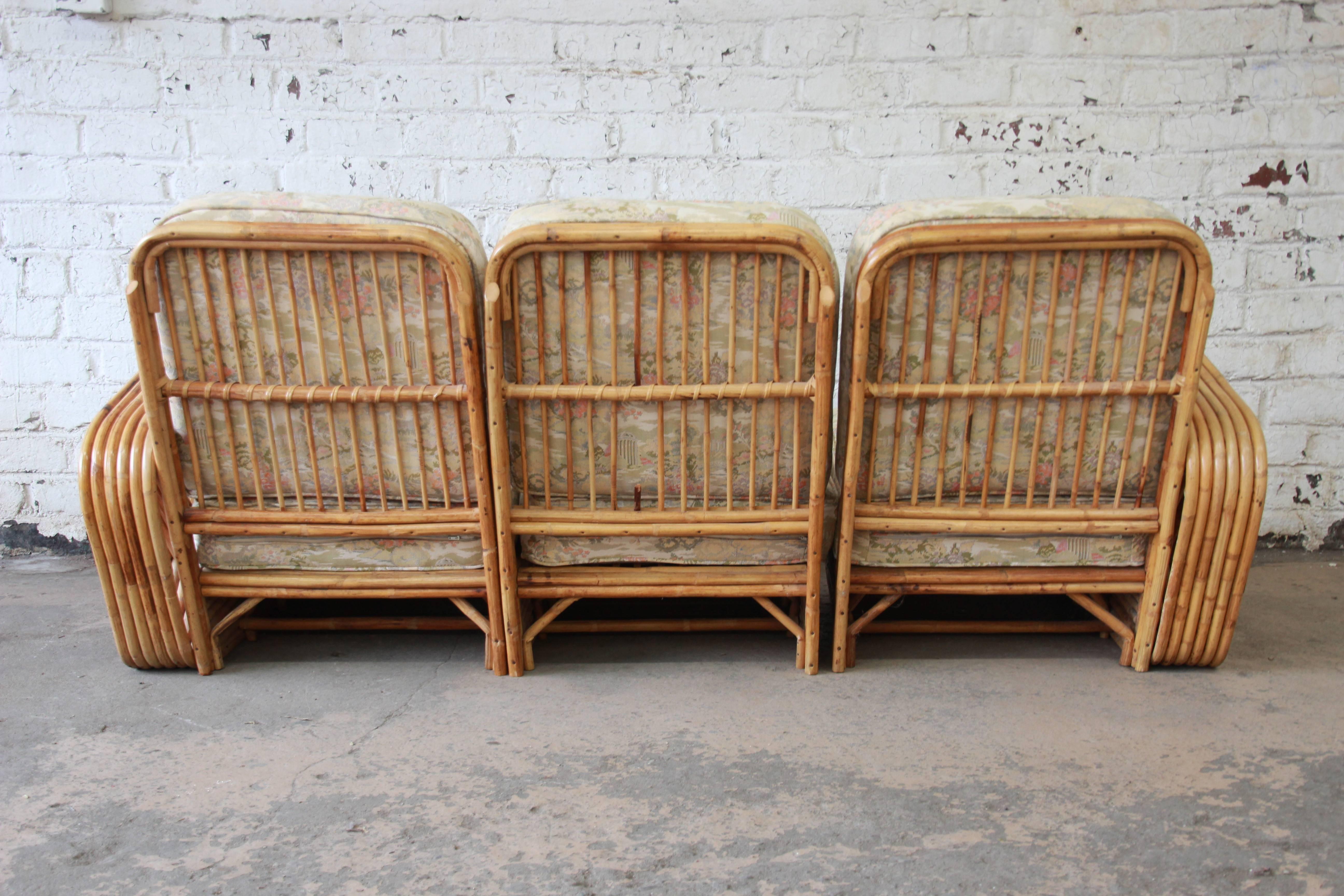 Bamboo Pretzel Sofa Attributed to Paul Frankl 4