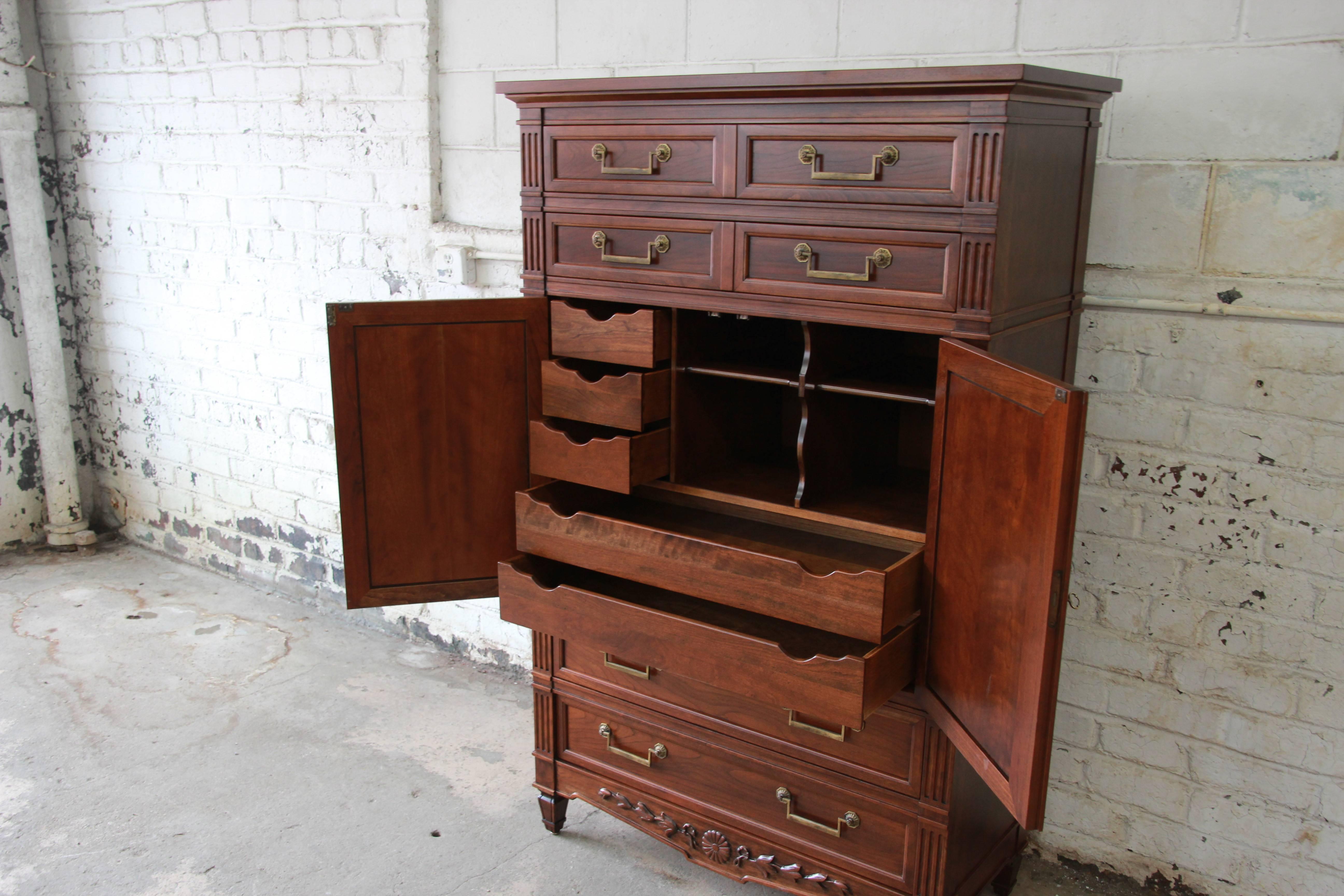 American Baker Furniture French Regency Style Cherrywood Armoire Dresser Chest