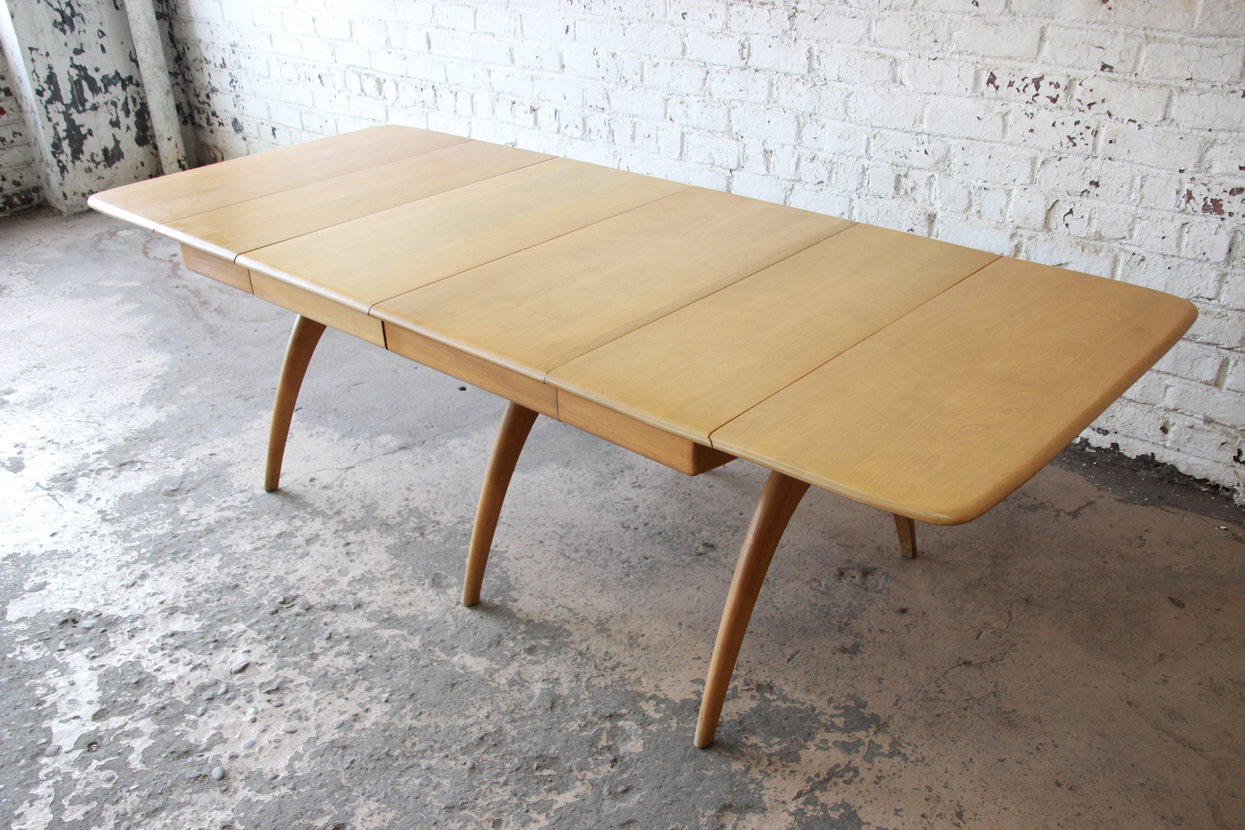 American Heywood Wakefield Mid-Century Modern Extension Wishbone Dining Table