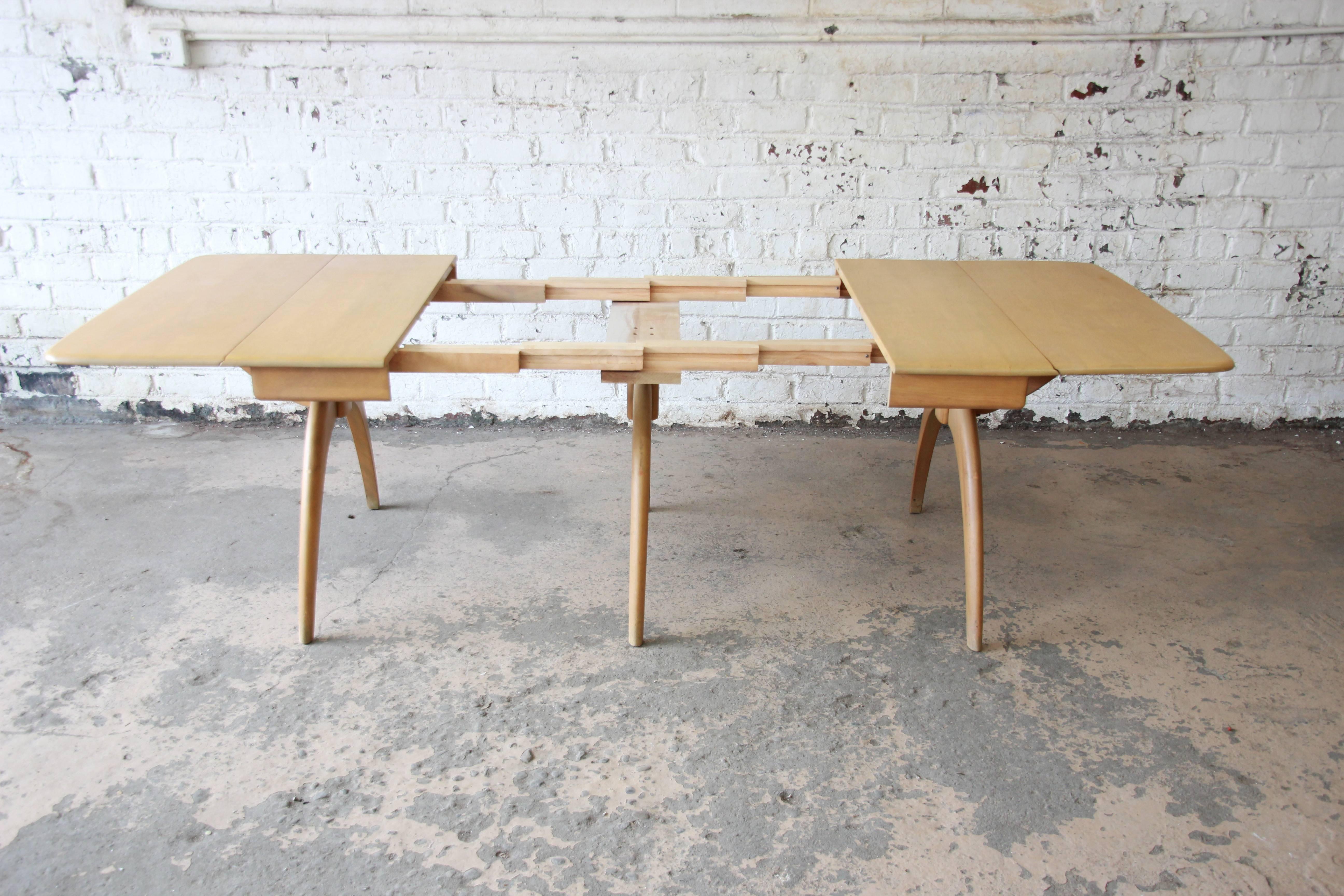 Maple Heywood Wakefield Mid-Century Modern Extension Wishbone Dining Table