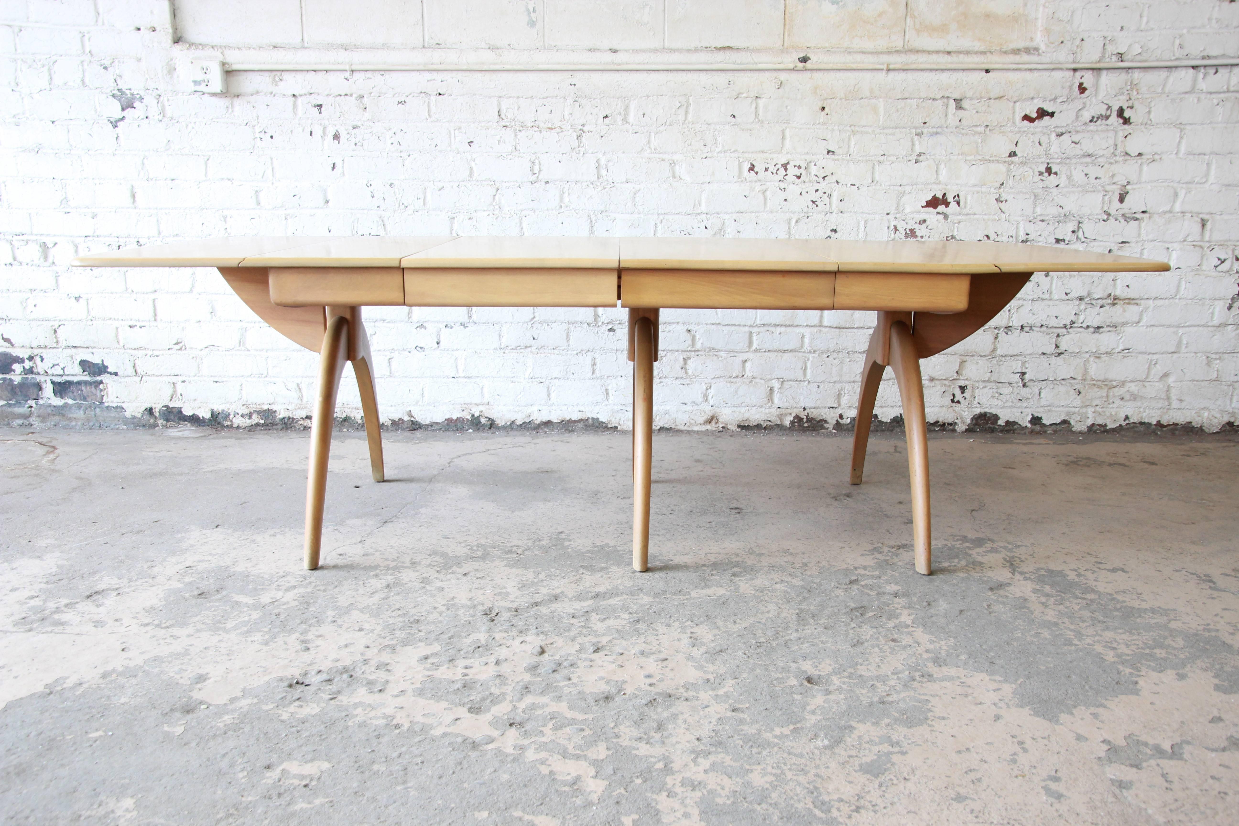 Heywood Wakefield Mid-Century Modern Extension Wishbone Dining Table In Excellent Condition In South Bend, IN