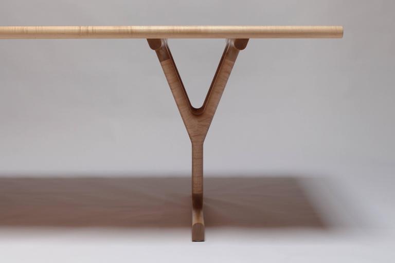 Slingshot Dining Table With Trestle Legs In Solid Maple For Sale