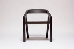 Thick Dining or Side Chair in Dark Walnut with Slung Saddle Leather Seat