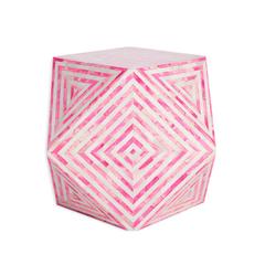 Aelfie Modern Inlayed Bone Striped Mirah Geometric Cube Table
