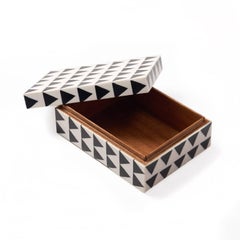 Thea Black and White Triangle Bone Inlay Decorative Box