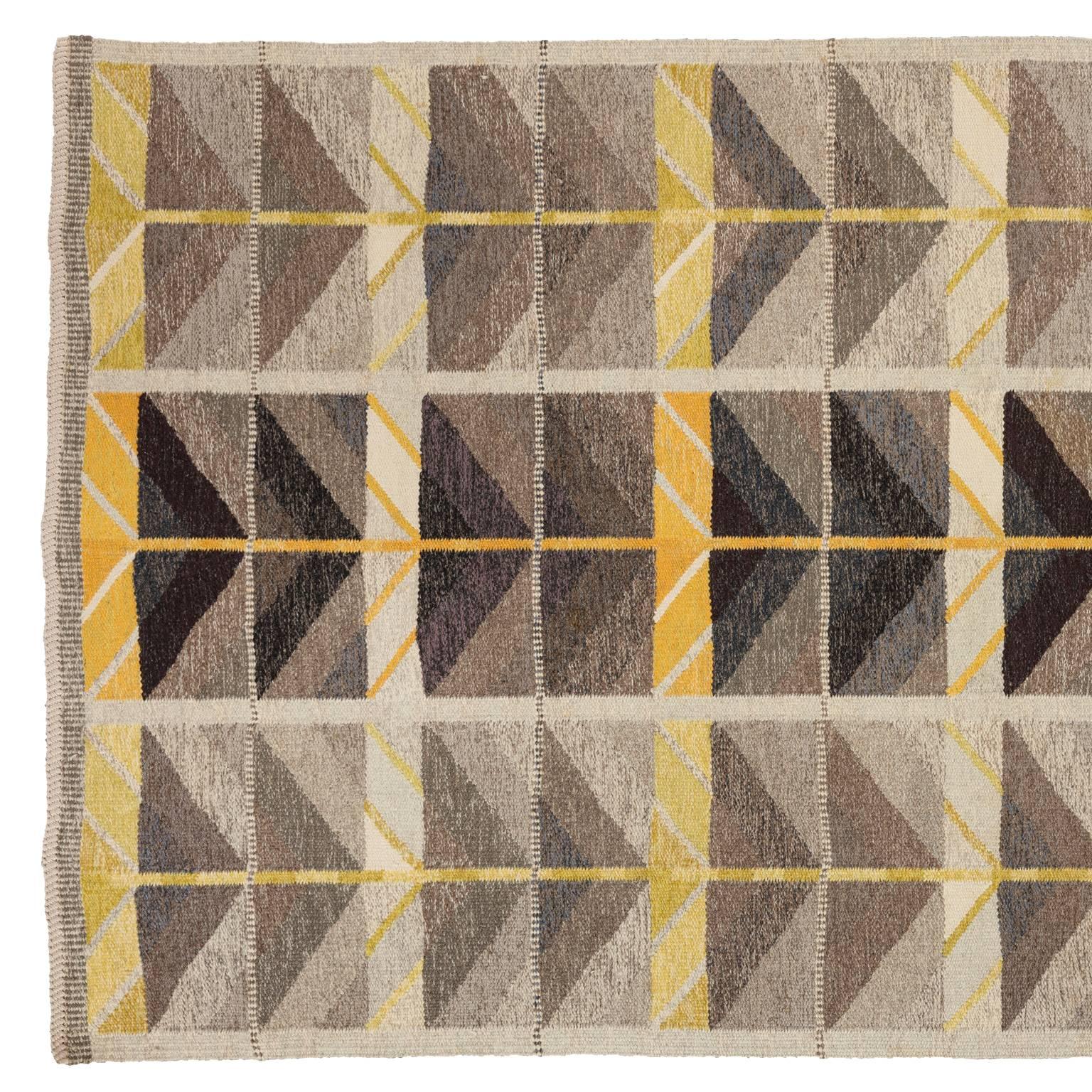 Mid-20th Century Ingrid Dessau, Diagonals, Scandinavian Modern Flat-Weave Rug For Sale 1
