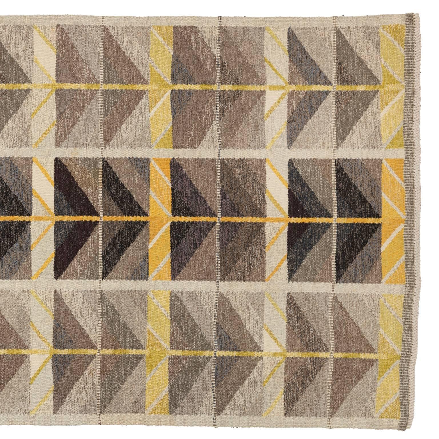Mid-20th Century Ingrid Dessau, Diagonals, Scandinavian Modern Flat-Weave Rug For Sale 2