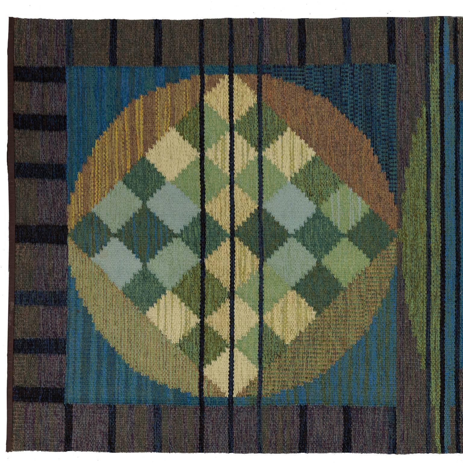 20th Century Vintage Flat-Weave Carpet from Sweden In Good Condition For Sale In Stockholm, SE