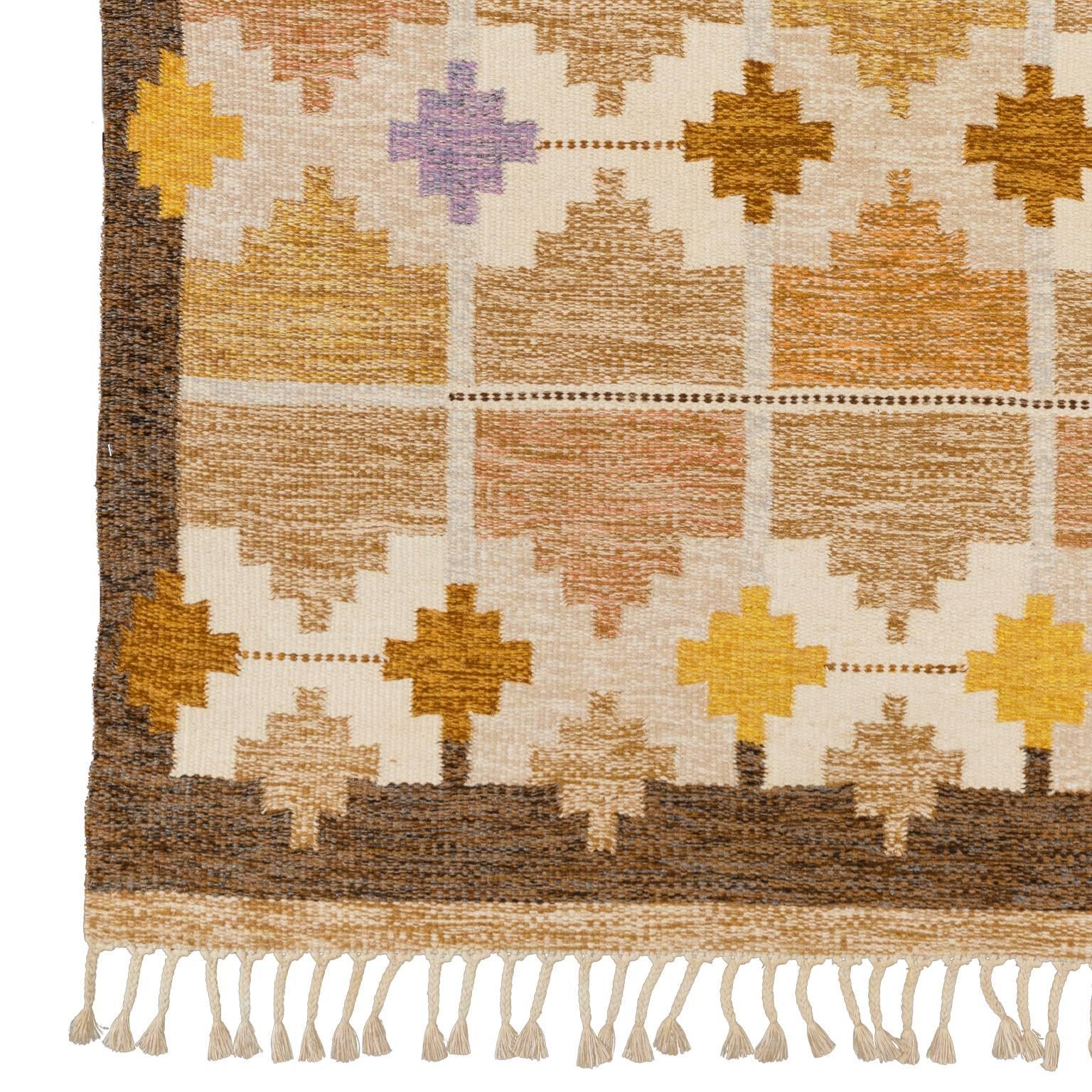 Mid-20th Century Vintage Rug from Sweden, Signed Ingegerd Silow In Good Condition For Sale In Stockholm, SE