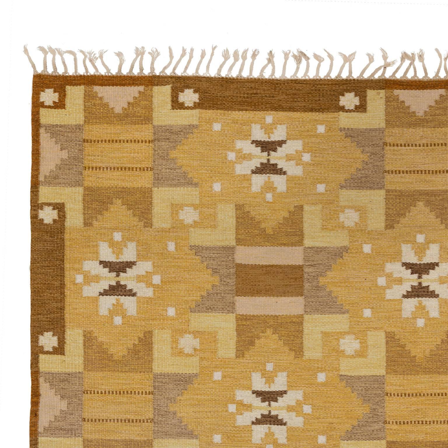 Mid-Century Modern Swedish Flat-Weave Rug by Ingegerd Silow For Sale